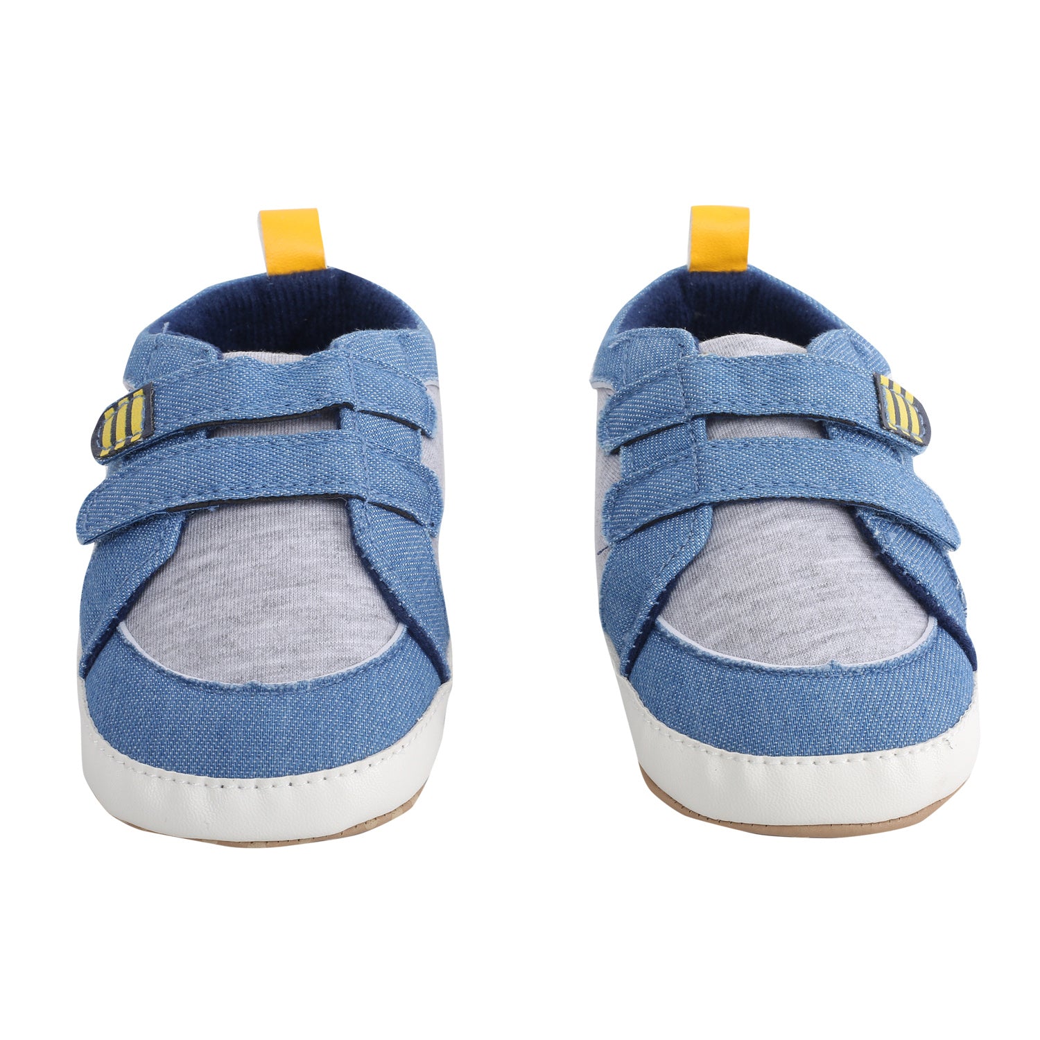 Casual Blue And Grey Velcro Booties - Baby Moo