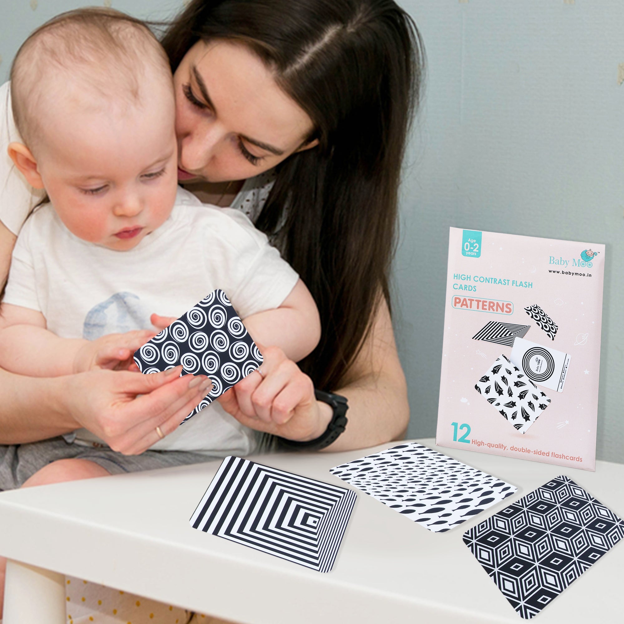 Black And White Baby Sensory Flash Cards Visual Stimulation High Contrast  Cloth