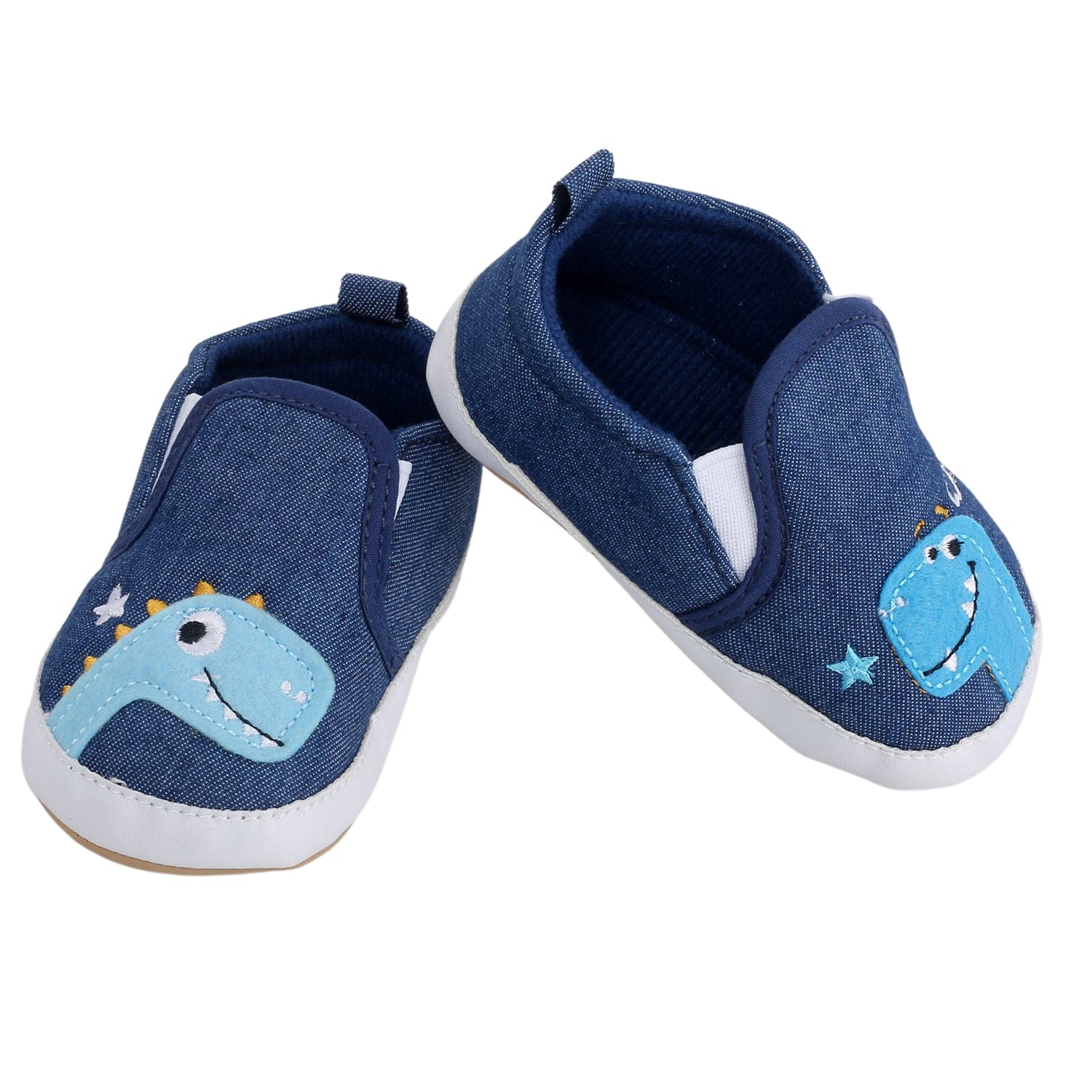 Baby Moo Dinosaur Navy Blue Slip-On Booties - Baby Moo