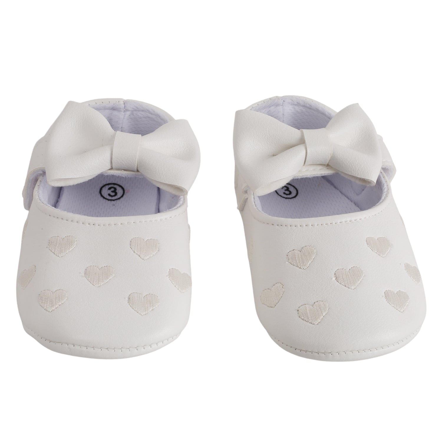 Baby Moo Hearts With Bow White Booties - Baby Moo