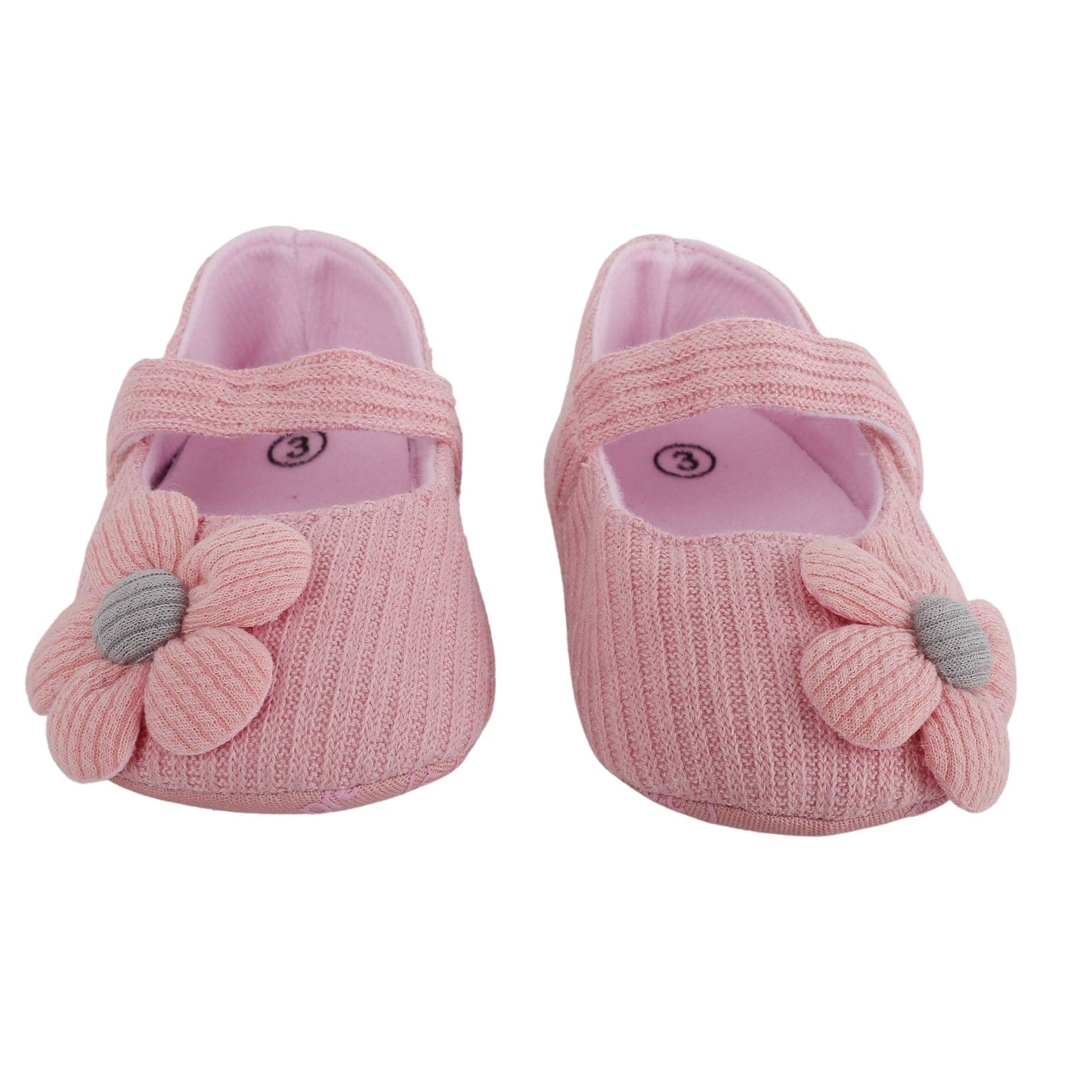 Baby Moo Floral Applique Peach Booties - Baby Moo