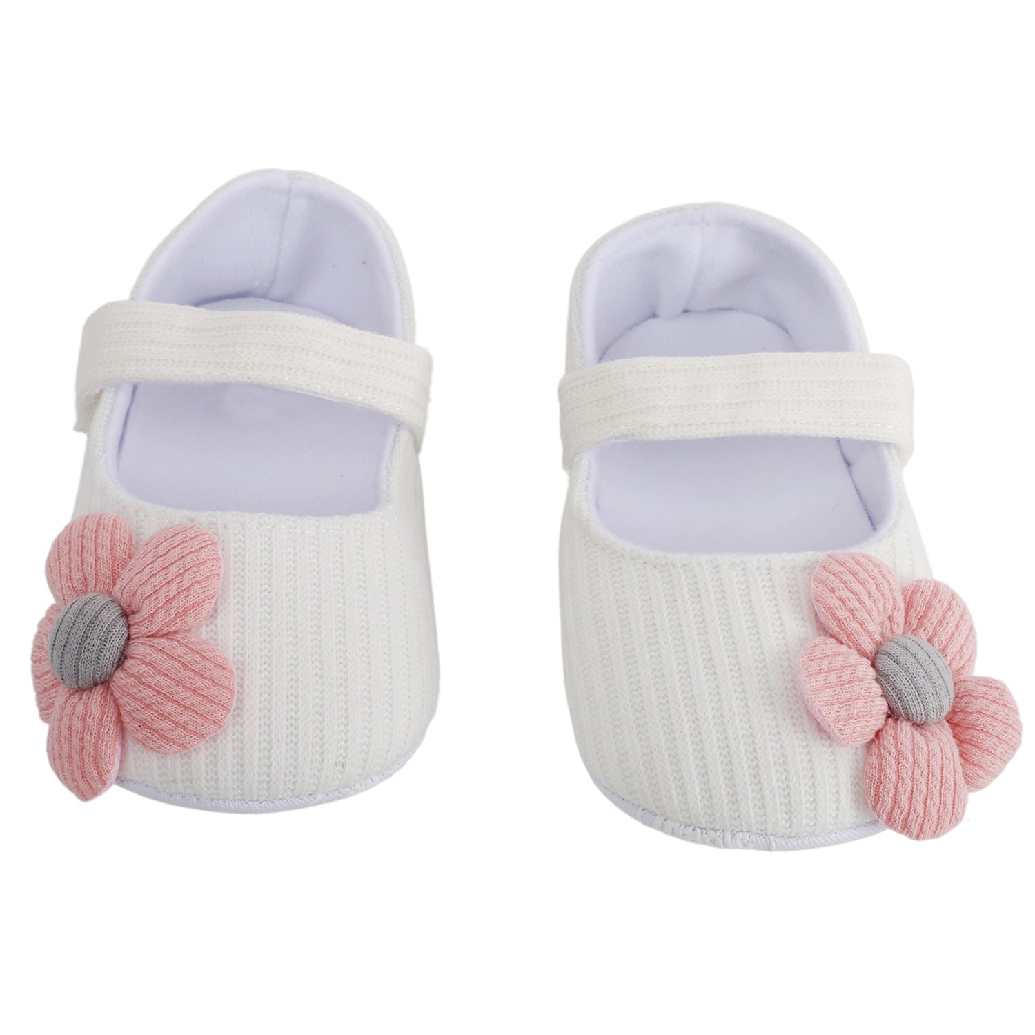 Baby Moo Floral Applique White Booties - Baby Moo