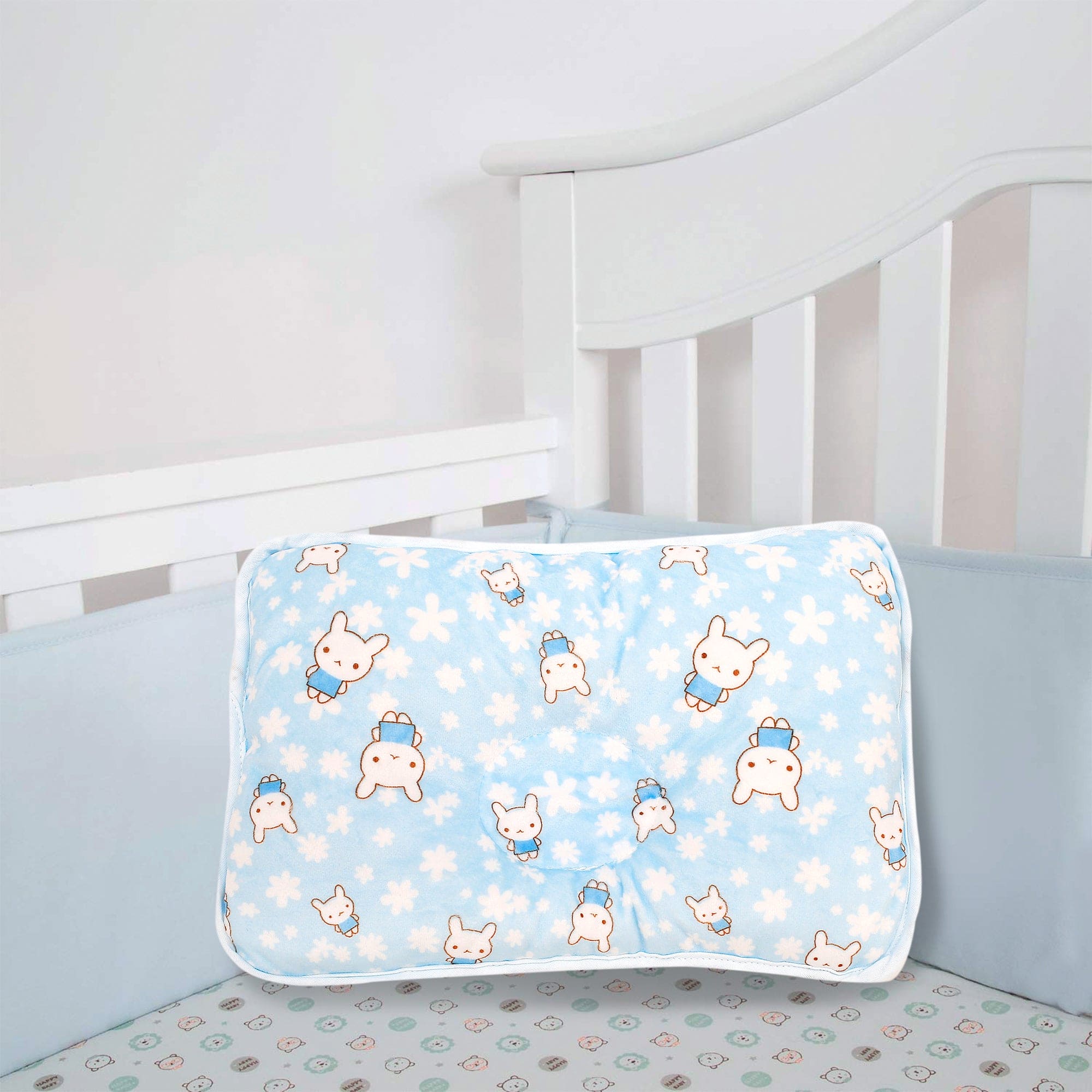 Bunny Blue Baby Pillow - Baby Moo