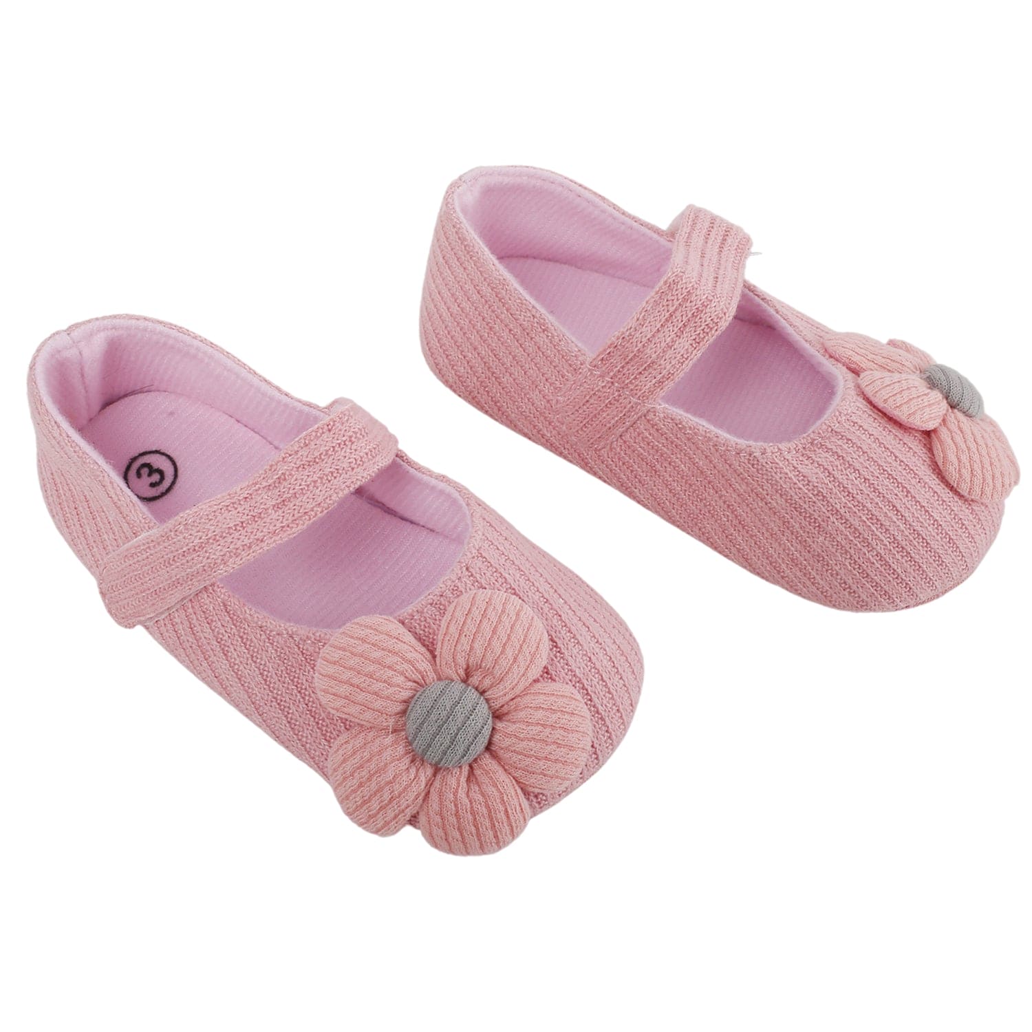 Baby Moo Floral Applique Peach Booties - Baby Moo
