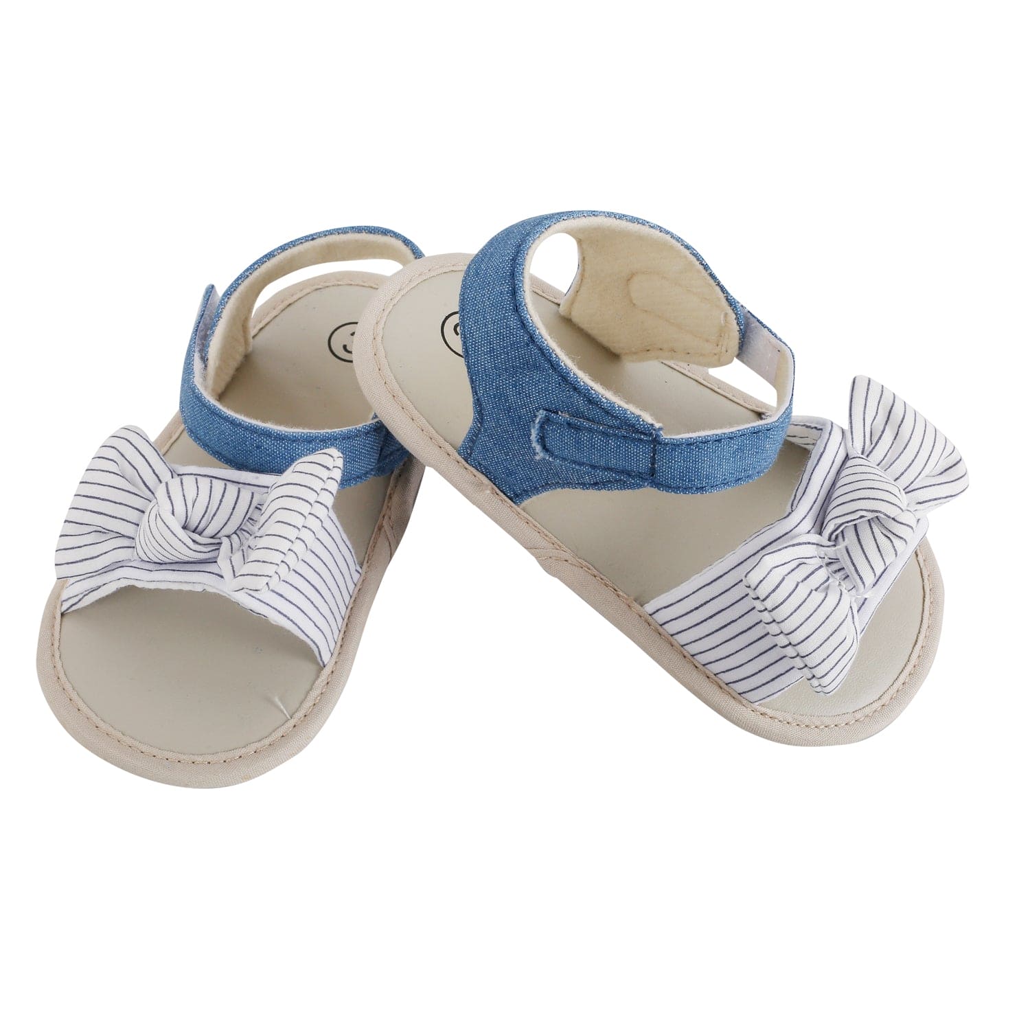 Baby Moo Striped Blue Booties - Baby Moo