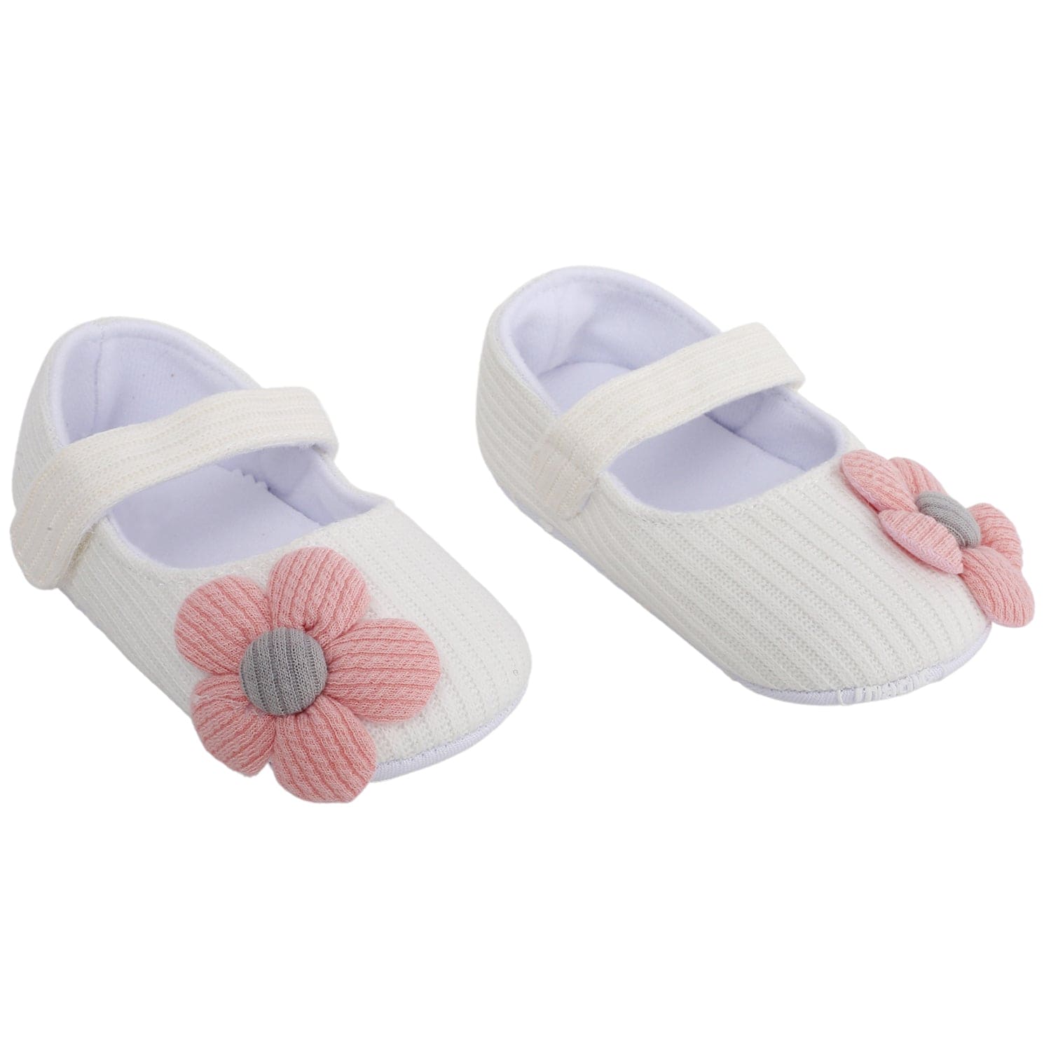Baby Moo Floral Applique White Booties - Baby Moo