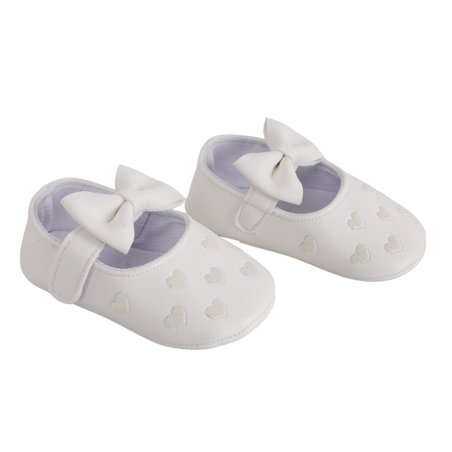 Baby Moo Hearts With Bow White Booties - Baby Moo