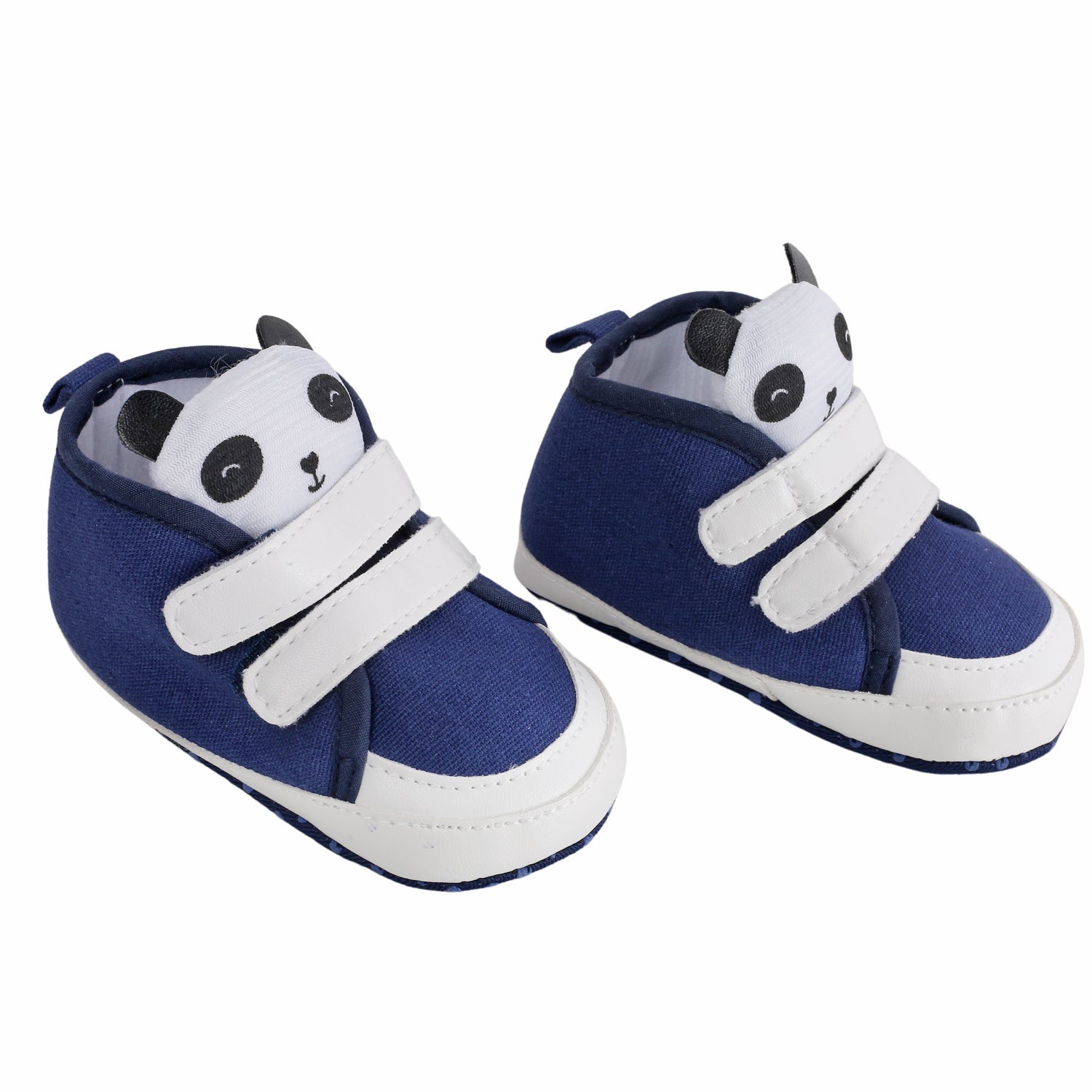 Baby Moo Panda Blue Velcro Booties - Baby Moo