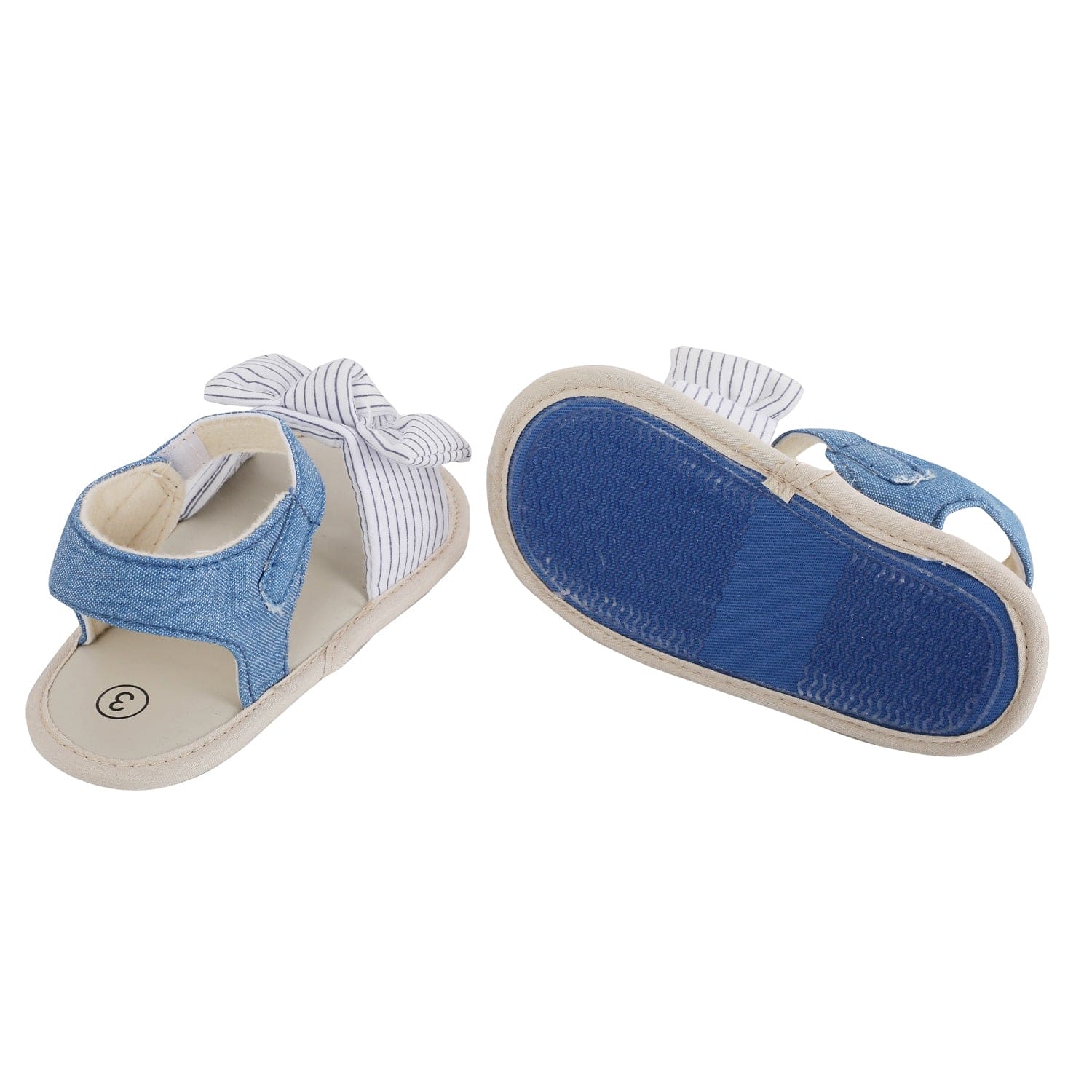 Baby Moo Striped Blue Booties - Baby Moo