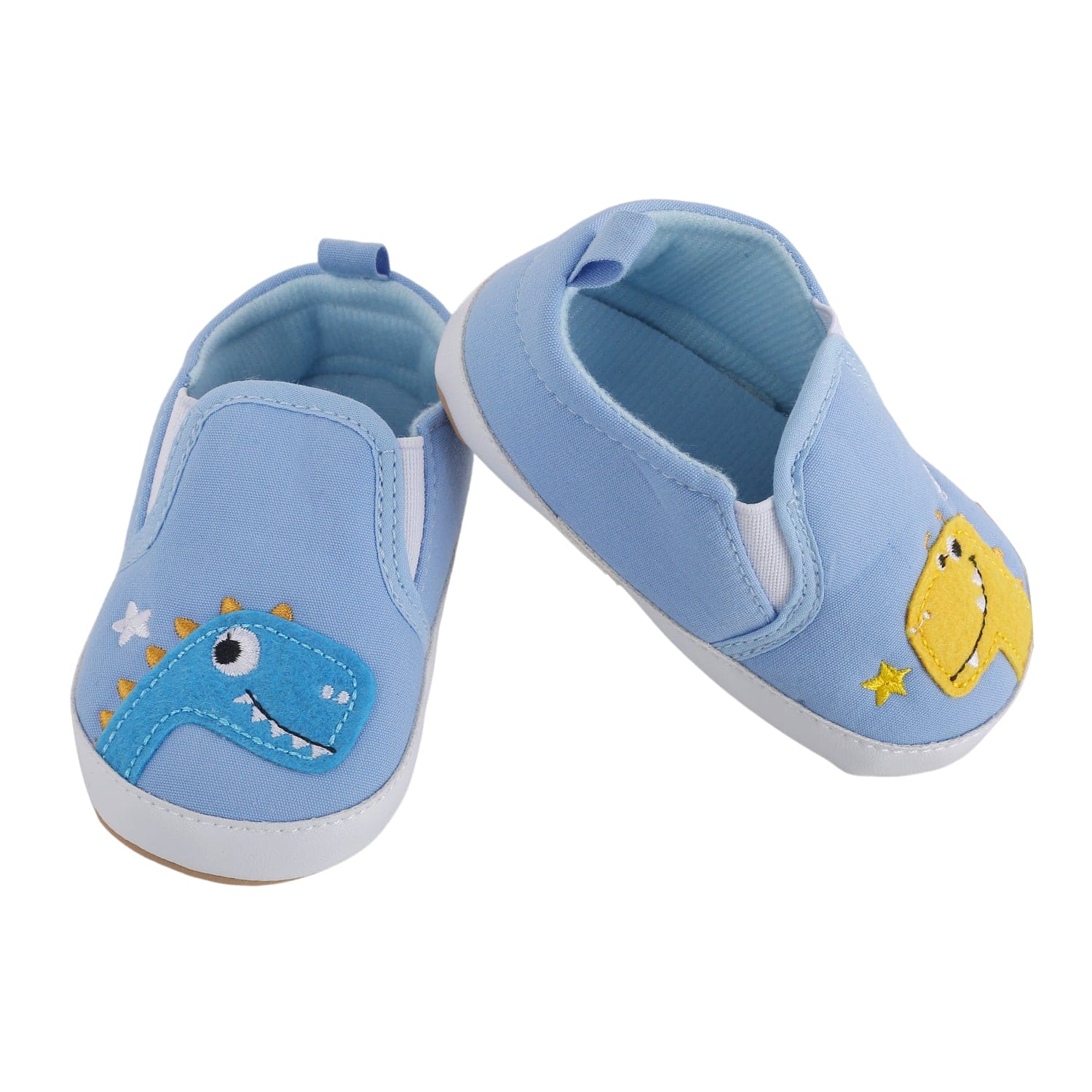 Baby Moo Dinosaur Blue Slip-On Booties - Baby Moo