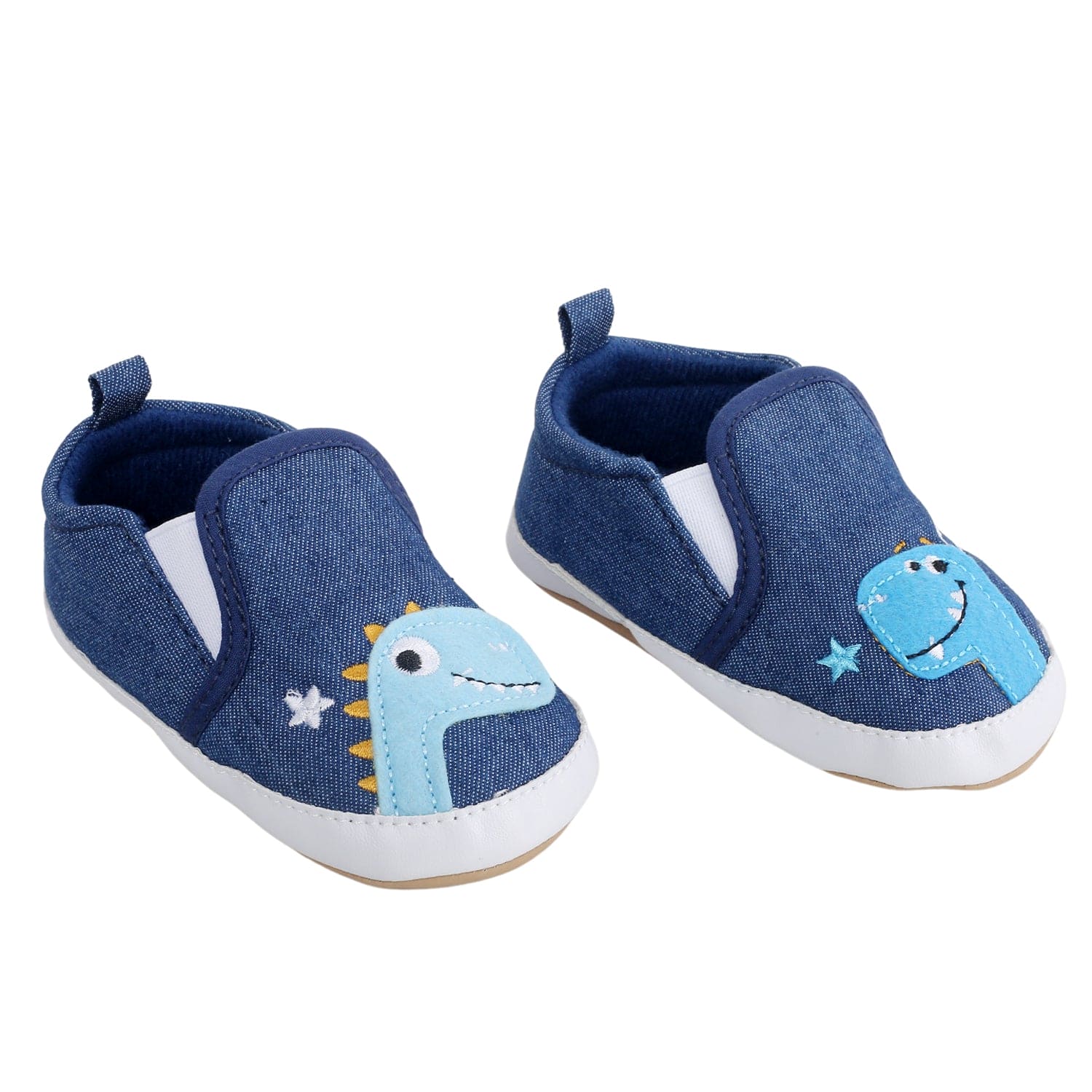 Baby Moo Dinosaur Navy Blue Slip-On Booties - Baby Moo