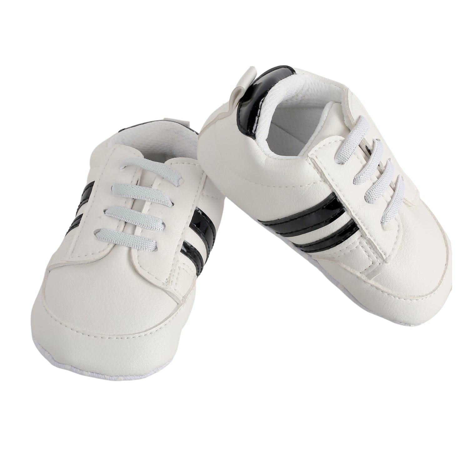 Baby Moo Black Stripes On White Sneakers - Baby Moo