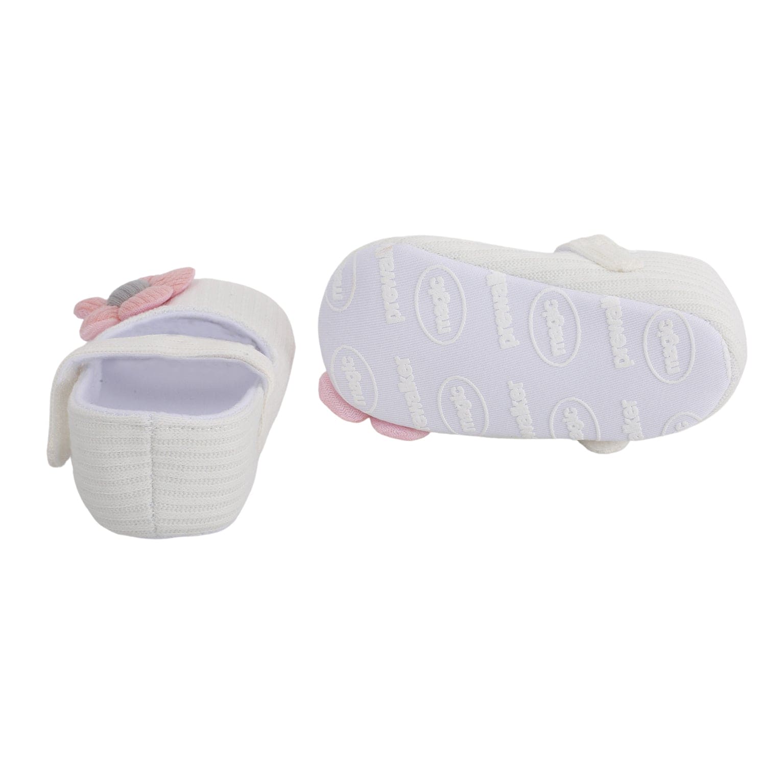 Baby Moo Floral Applique White Booties - Baby Moo