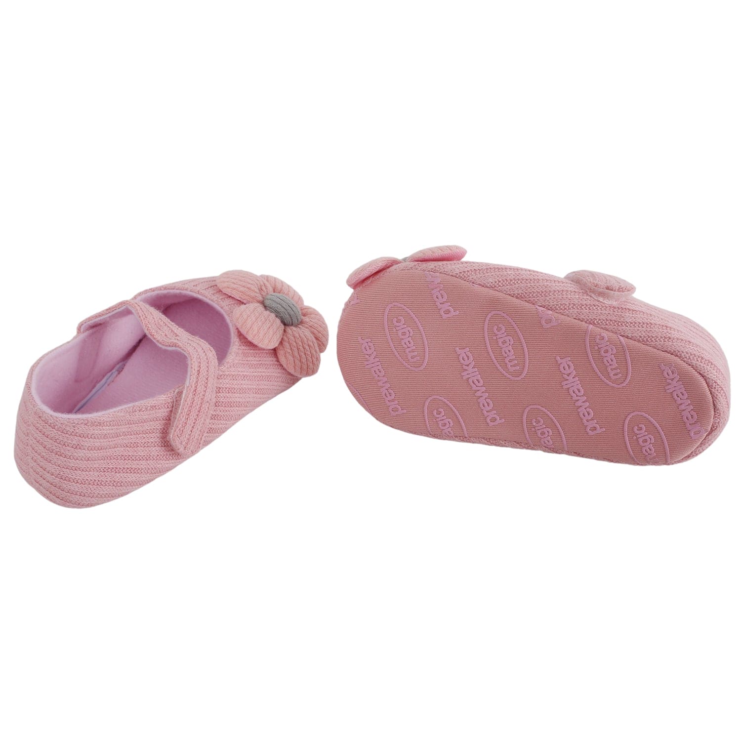 Baby Moo Floral Applique Peach Booties - Baby Moo