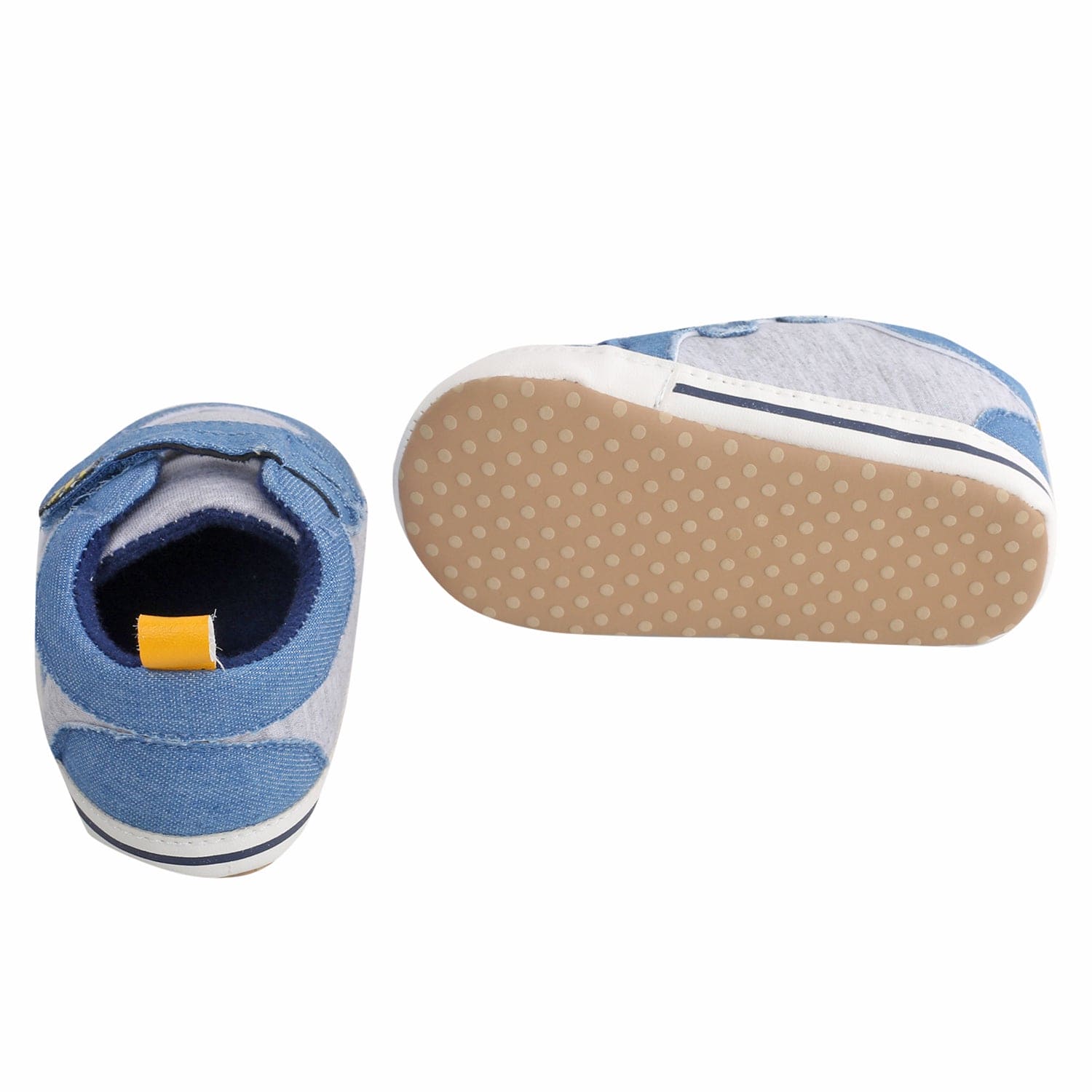 Casual Blue And Grey Velcro Booties - Baby Moo