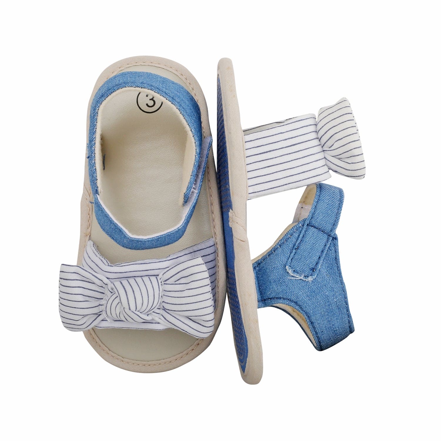 Baby Moo Striped Blue Booties - Baby Moo