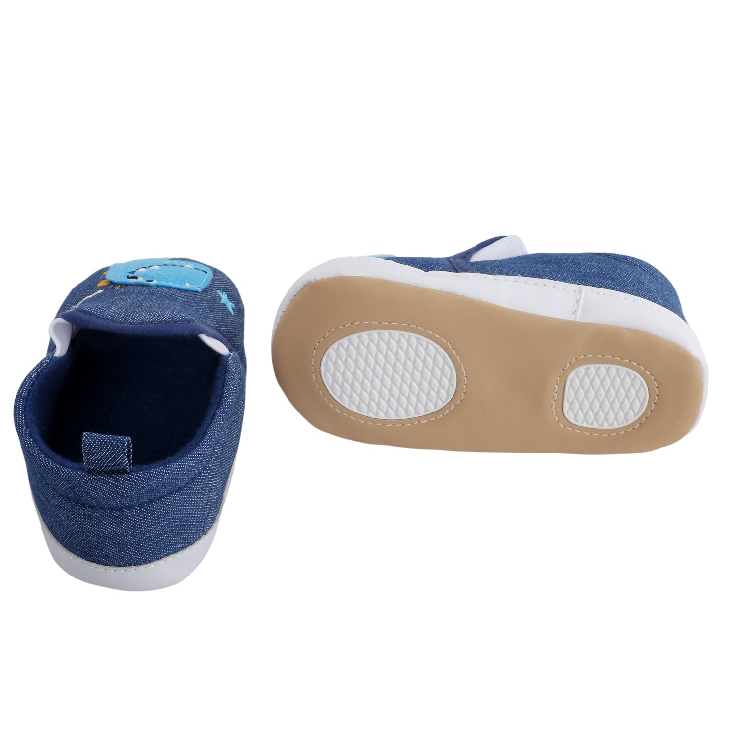 Baby Moo Dinosaur Navy Blue Slip-On Booties - Baby Moo
