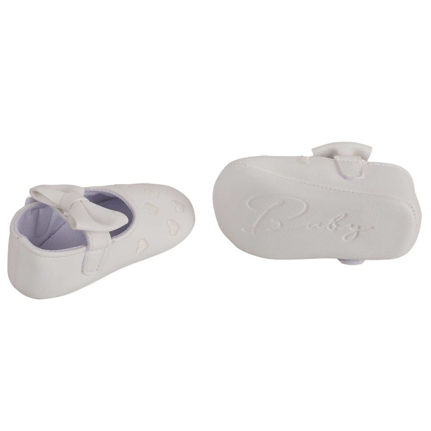 Baby Moo Hearts With Bow White Booties - Baby Moo