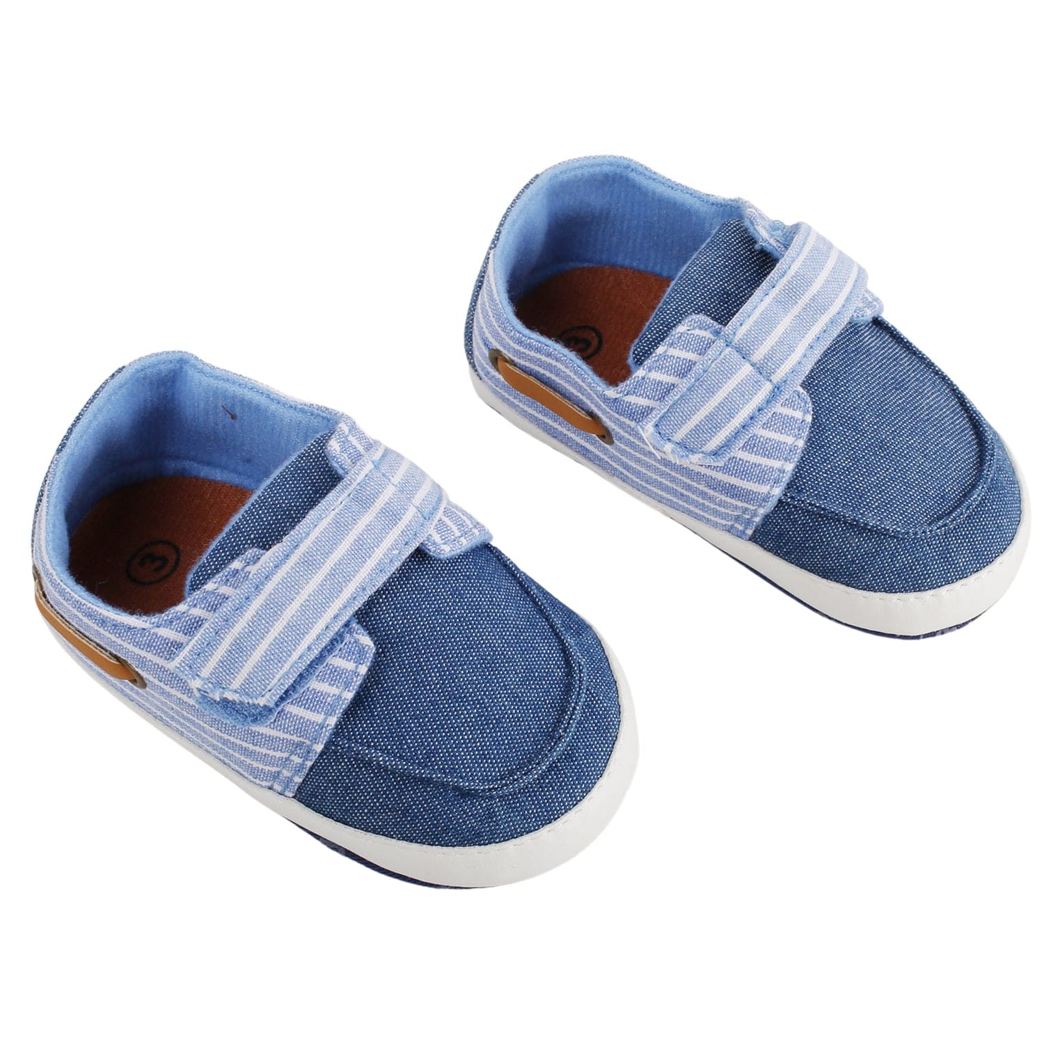 Baby Moo Striped Blue Velcro Booties - Baby Moo