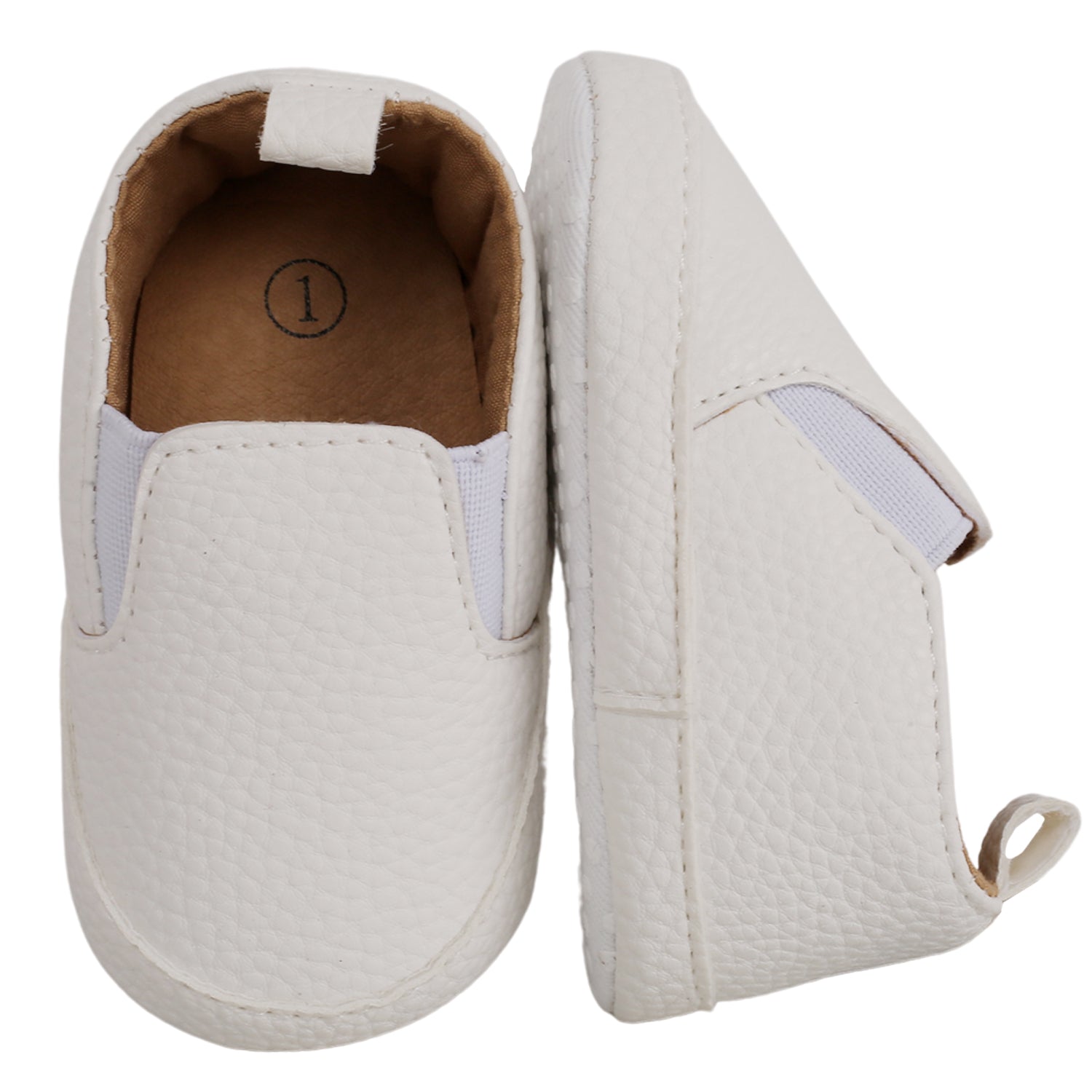 Baby Moo Leather White Slip-On Booties - Baby Moo