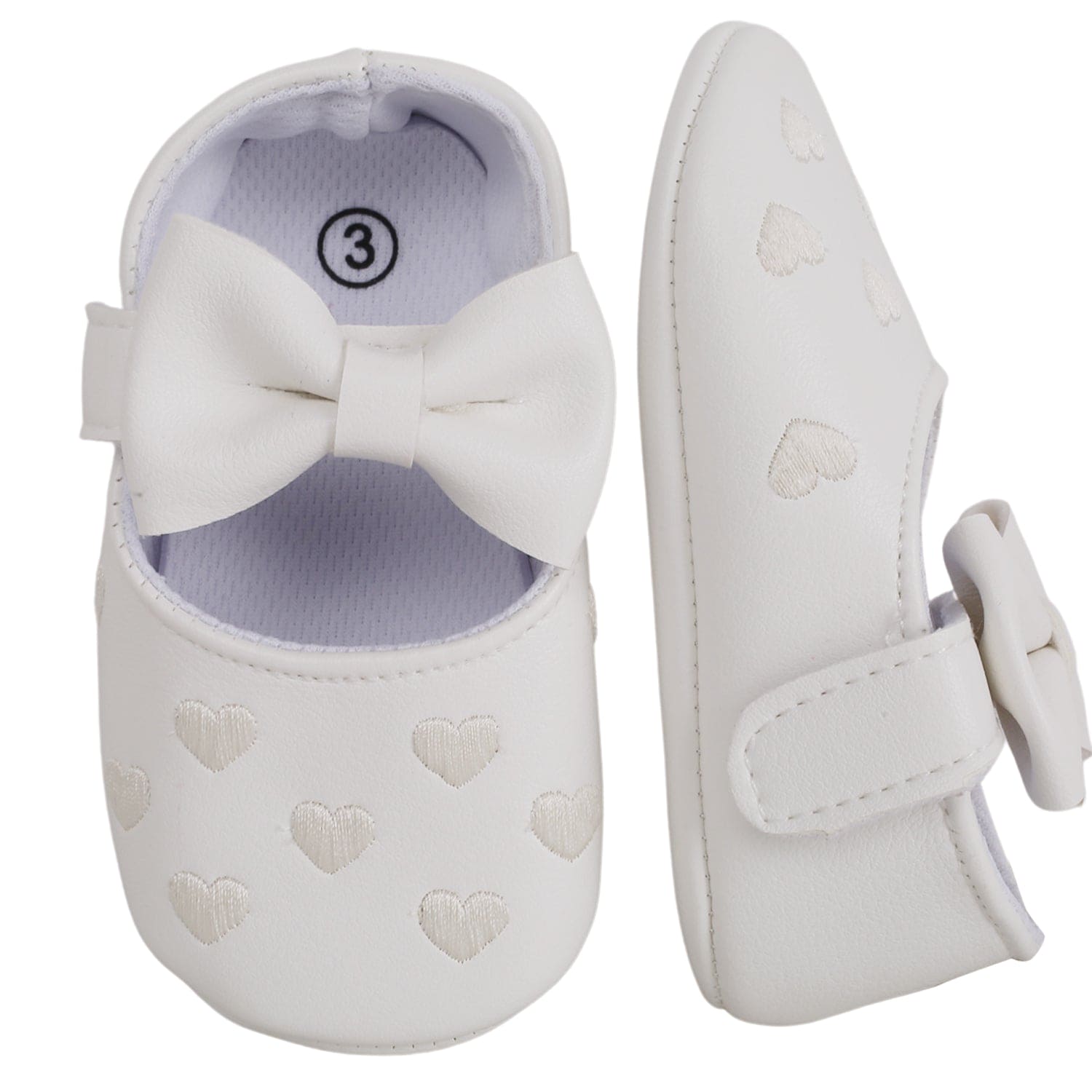 Baby Moo Hearts With Bow White Booties - Baby Moo