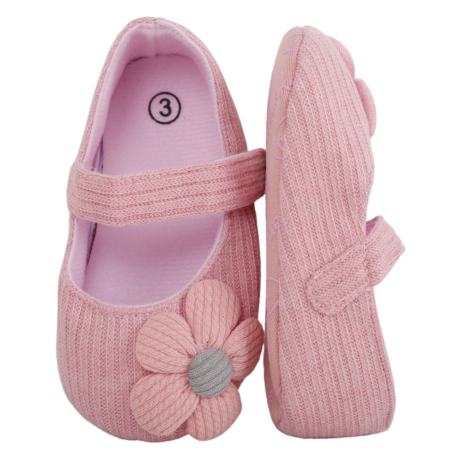 Baby Moo Floral Applique Peach Booties - Baby Moo