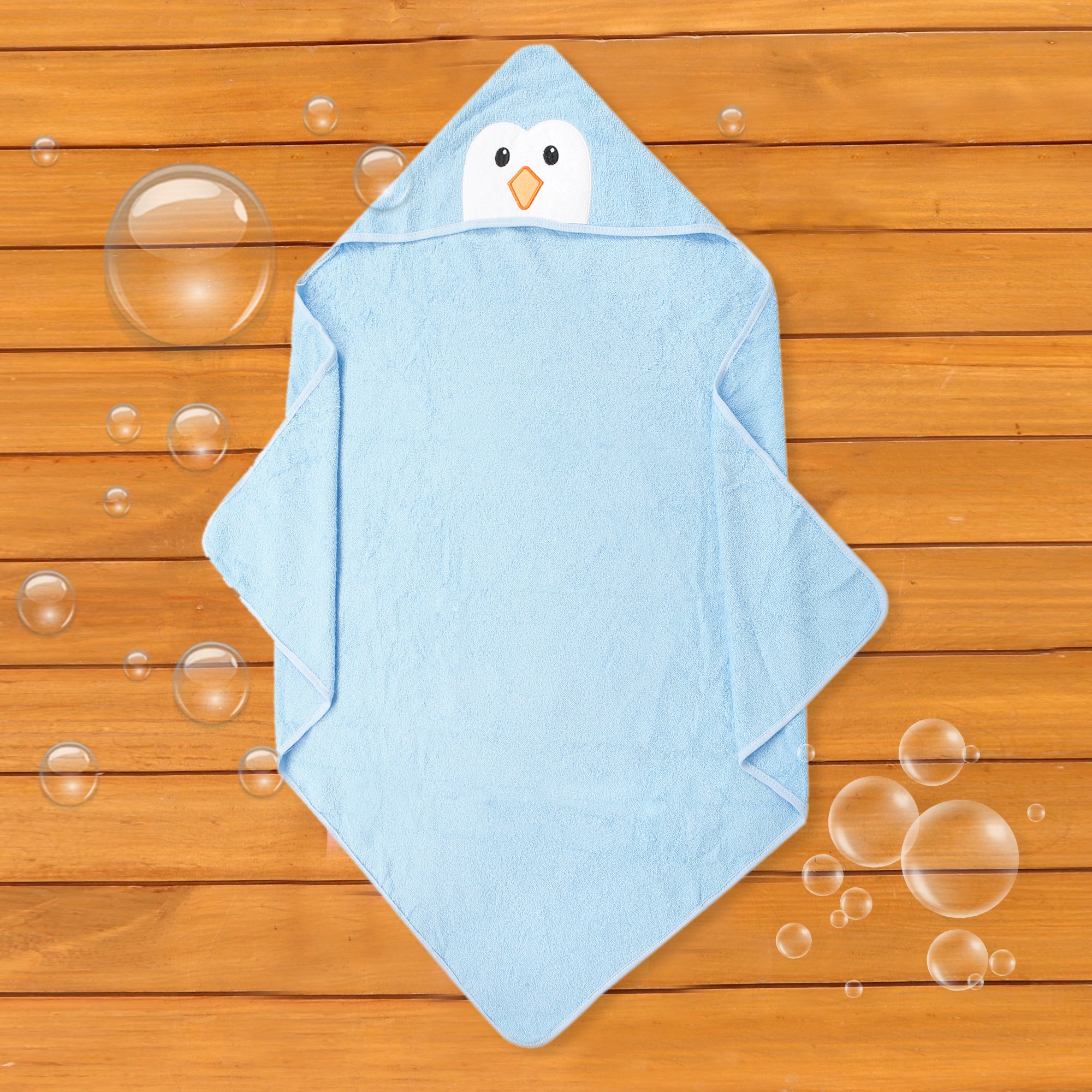Penguin Party Blue Hooded Towel - Baby Moo