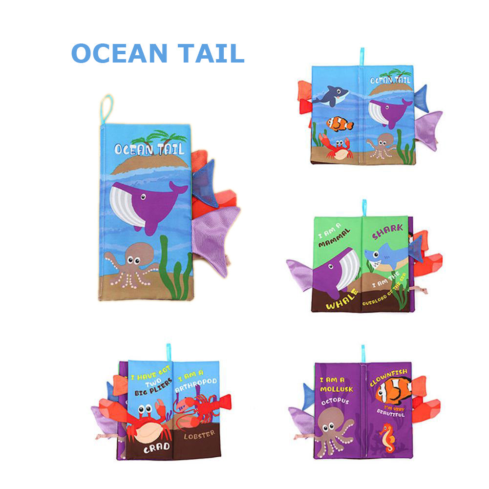 Ocean Tail Early Children Sensory Development Interactive 3D Cloth Book With Rustle Paper - Multicolour - Baby Moo