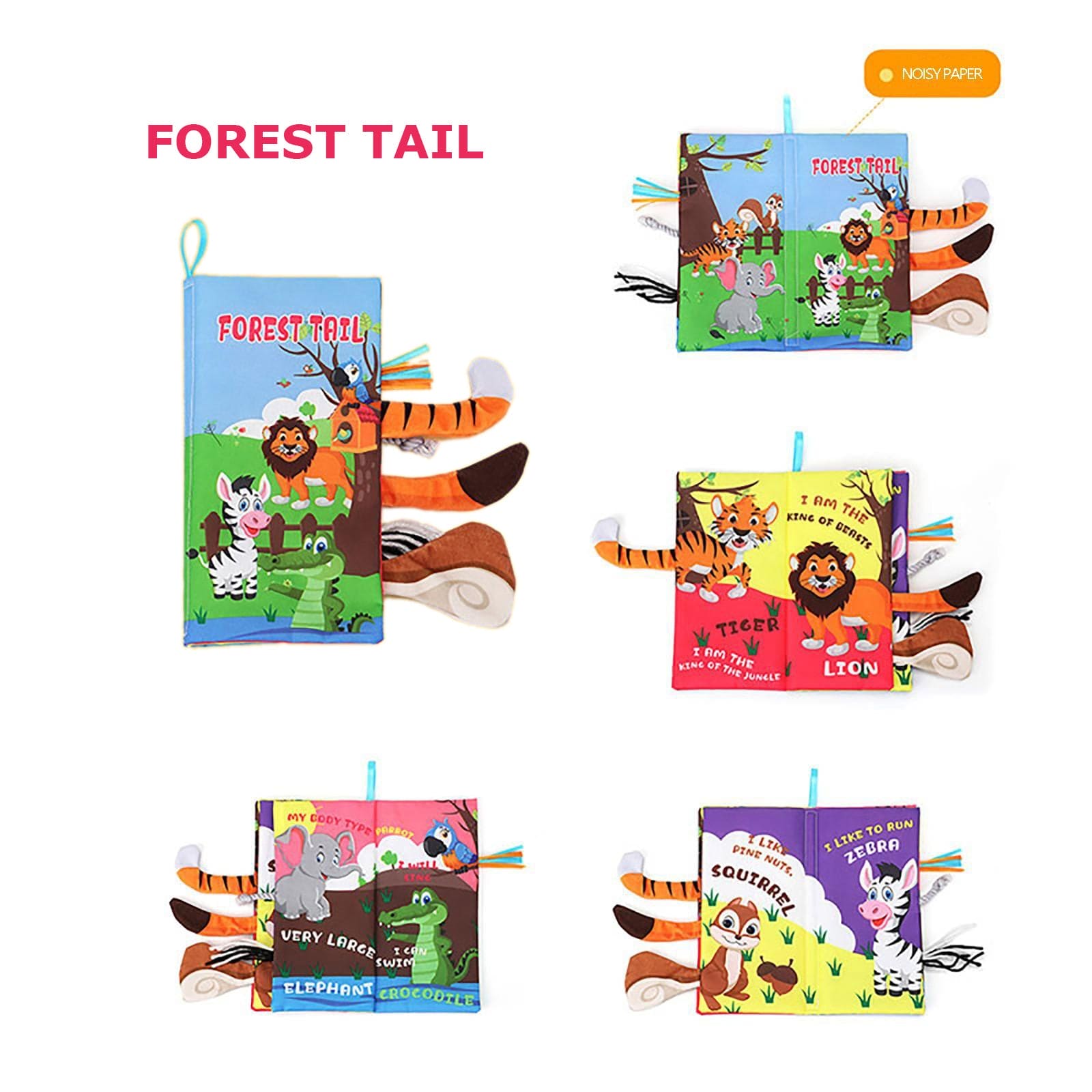 Forest Tail Early Children Sensory Development Interactive 3D Cloth Book With Rustle Paper - Multicolour - Baby Moo