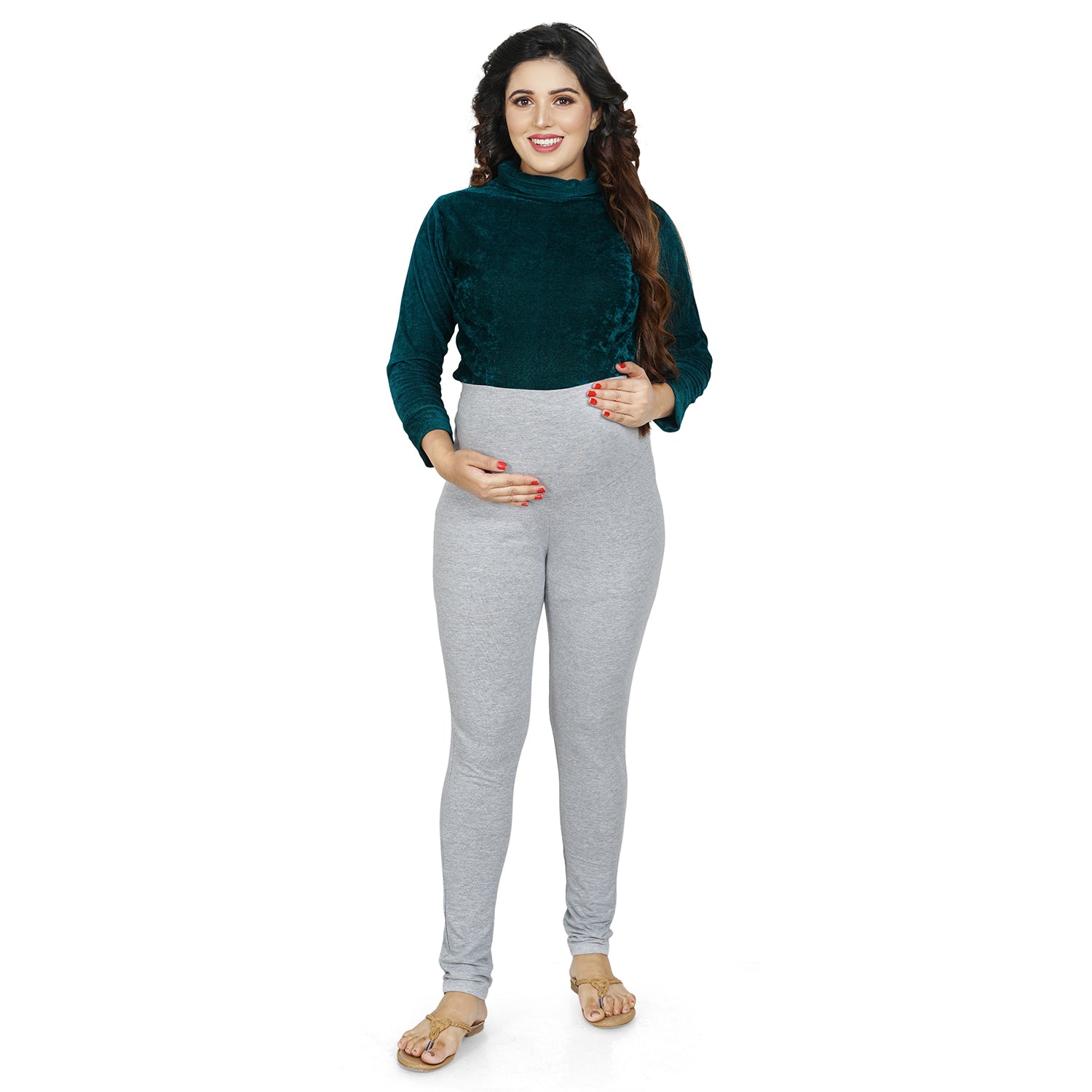Baby Moo Soft And Comfy Full Length Maternity Leggings Solid - Grey - Baby Moo