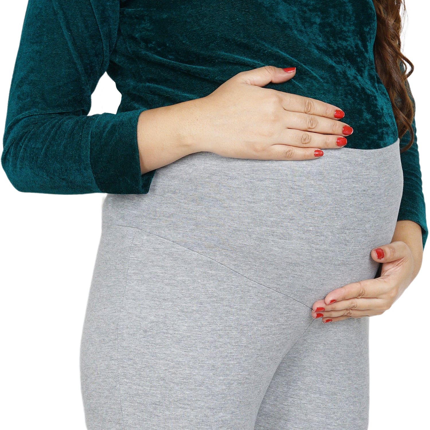 Baby Moo Soft And Comfy Full Length Maternity Leggings Solid - Grey - Baby Moo
