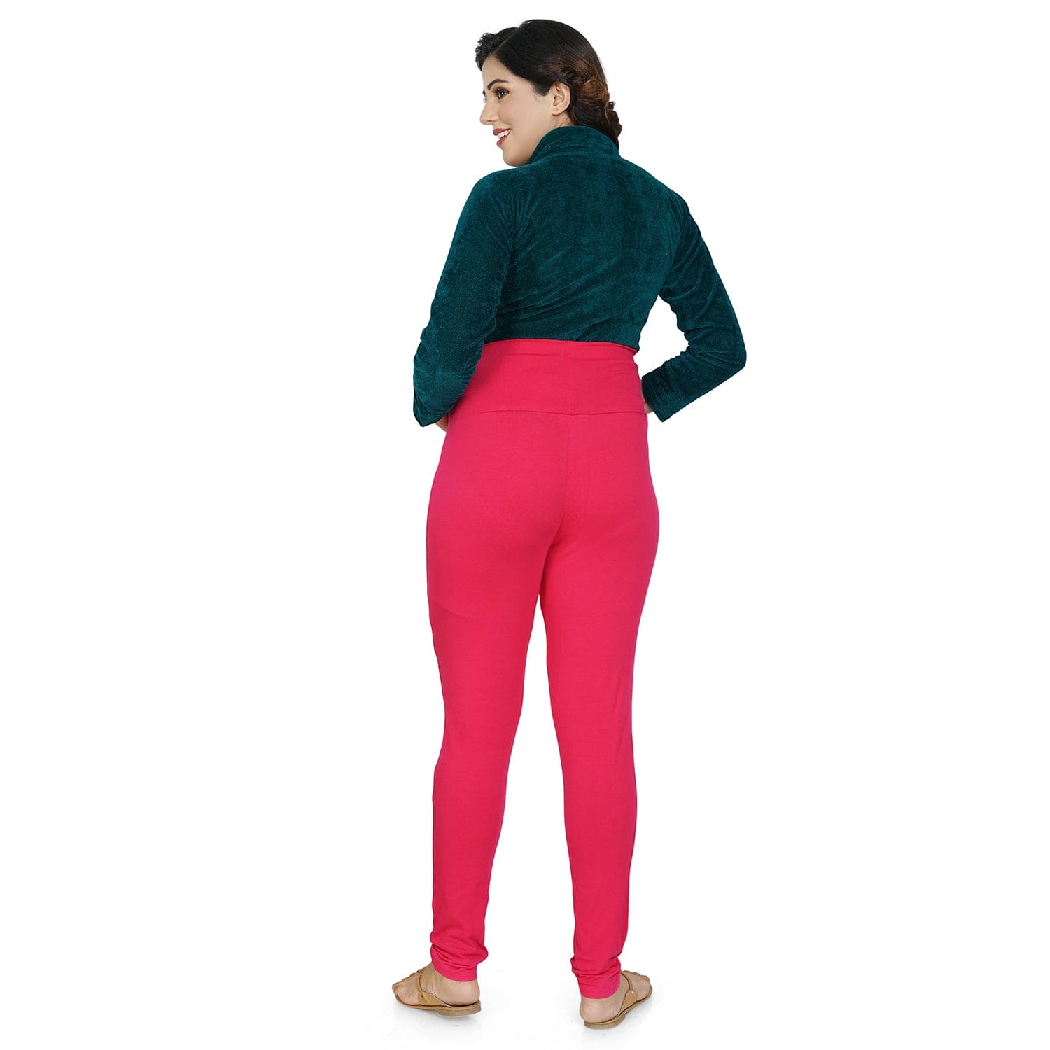 Baby Moo Soft And Comfy Full Length Maternity Leggings Solid - Pink - Baby Moo