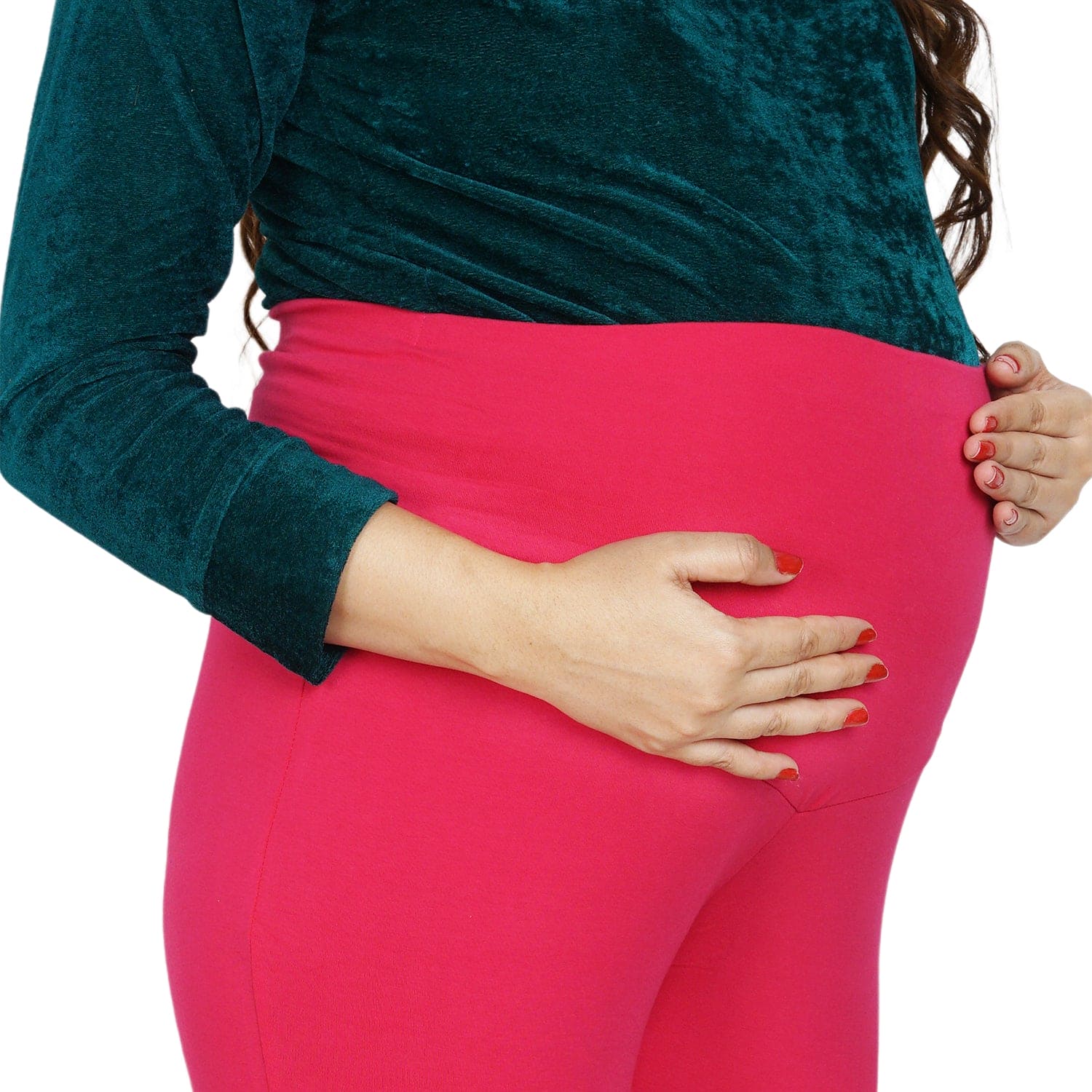 Baby Moo Soft And Comfy Full Length Maternity Leggings Solid - Pink - Baby Moo