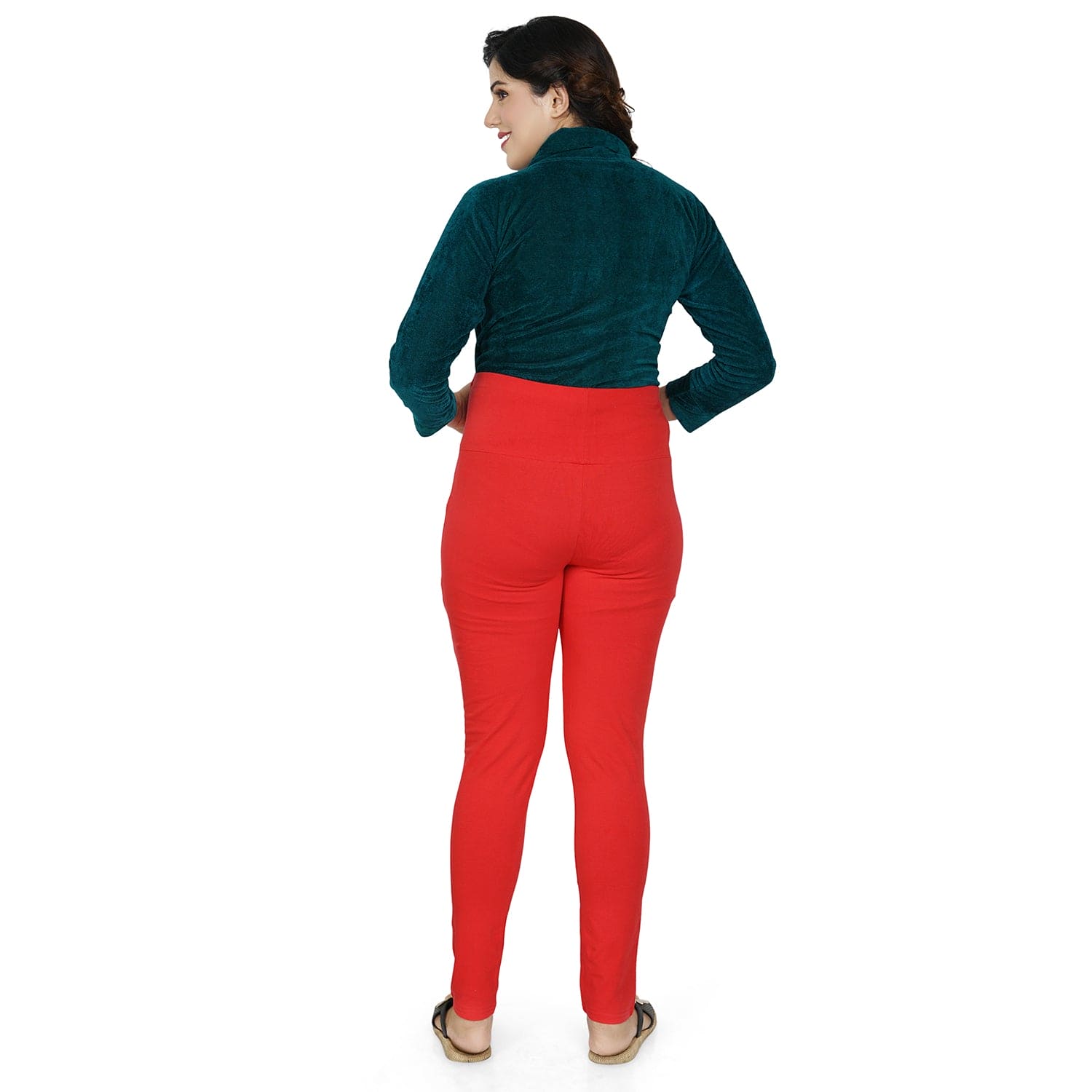 Baby Moo Soft And Comfy Full Length Maternity Leggings Solid - Red - Baby Moo