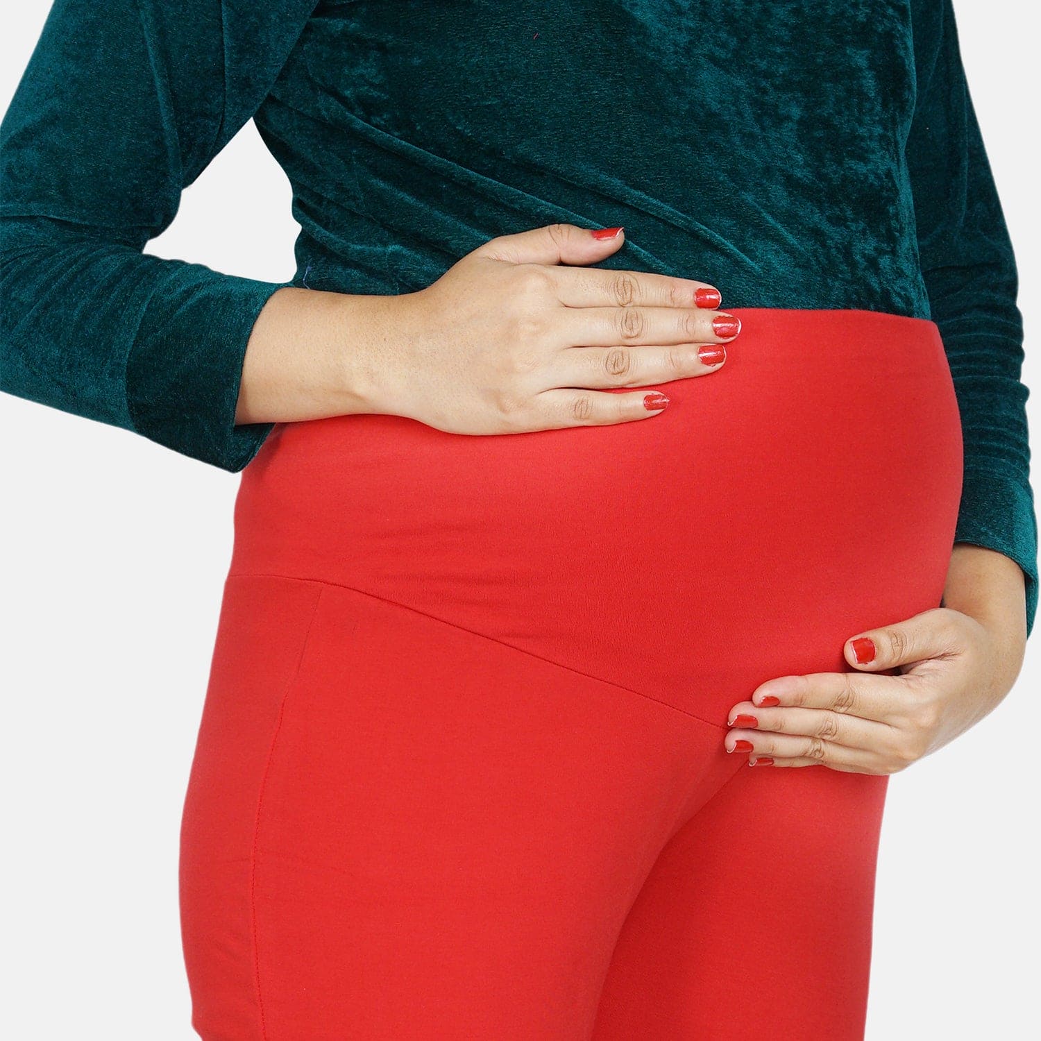 Baby Moo Soft And Comfy Full Length Maternity Leggings Solid - Red - Baby Moo