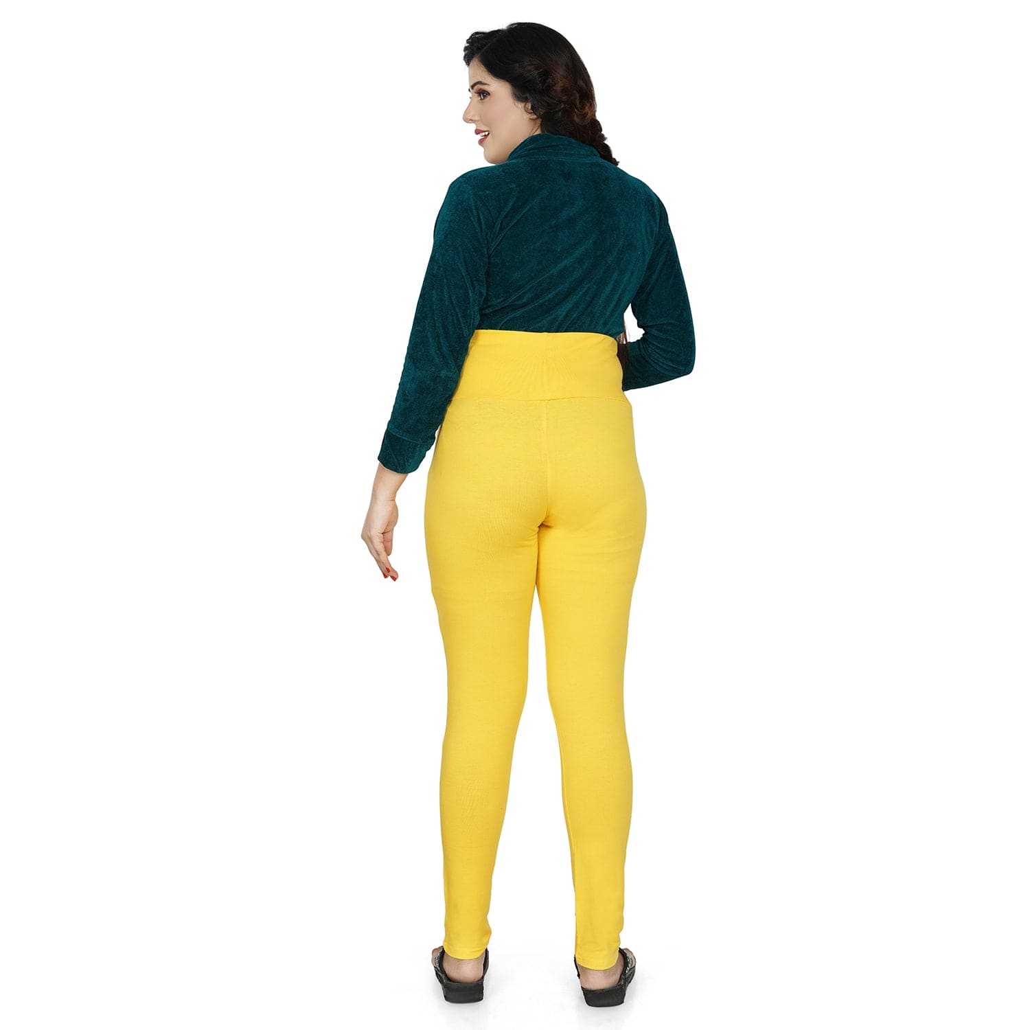 Baby Moo Soft And Comfy Full Length Maternity Leggings Solid - Yellow - Baby Moo