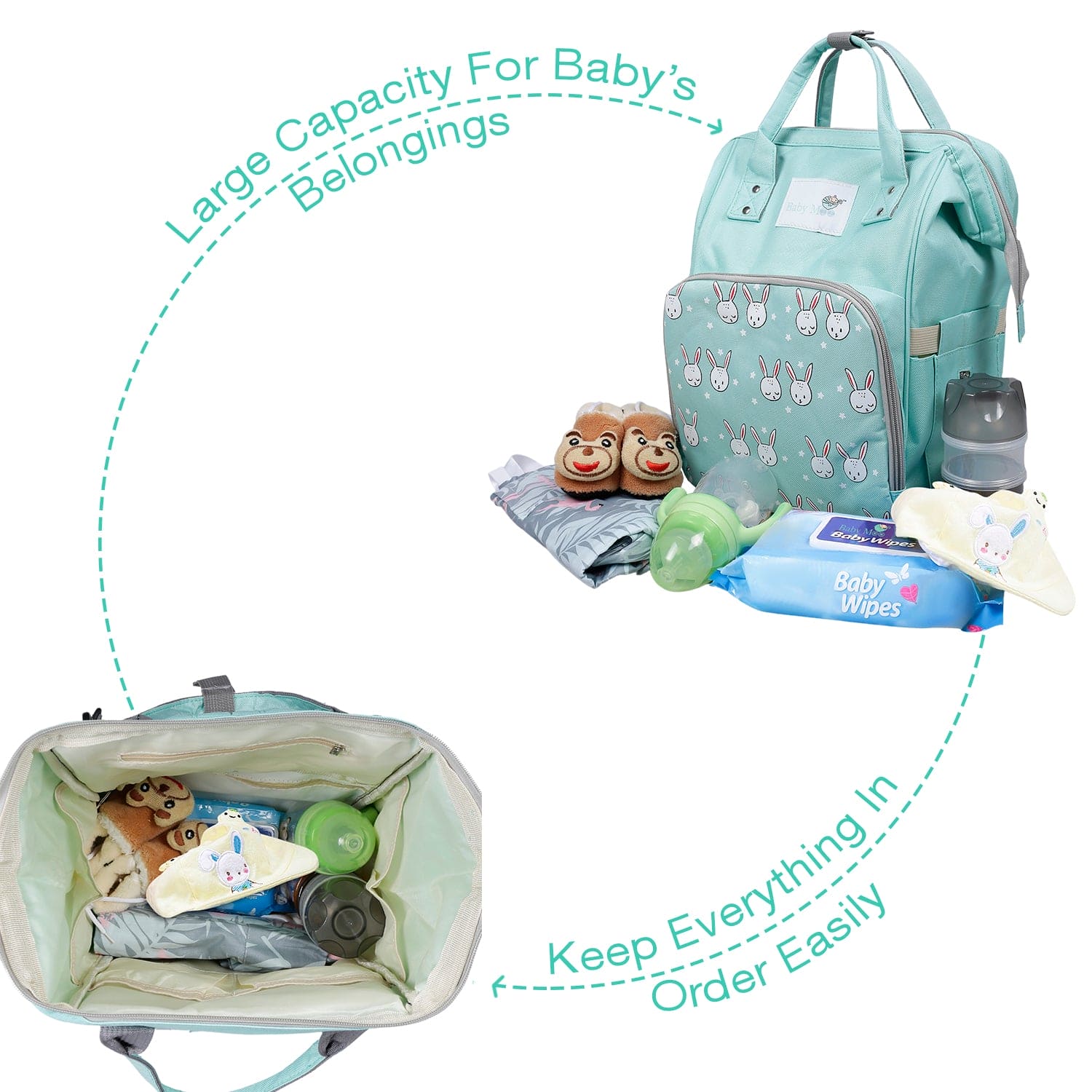Diaper Bag 
Maternity Backpack Rabbit Green - Baby Moo