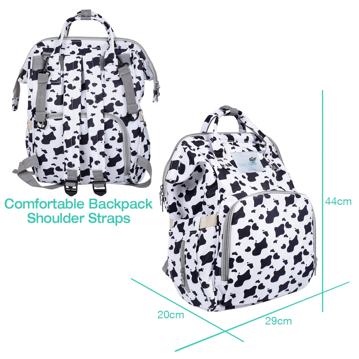 Diaper Bag 
Maternity Backpack Cow Black And White - Baby Moo