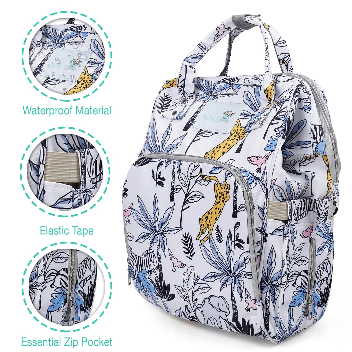 Diaper Bag
Maternity Backpack Cheetah In The Jungle
White - Baby Moo