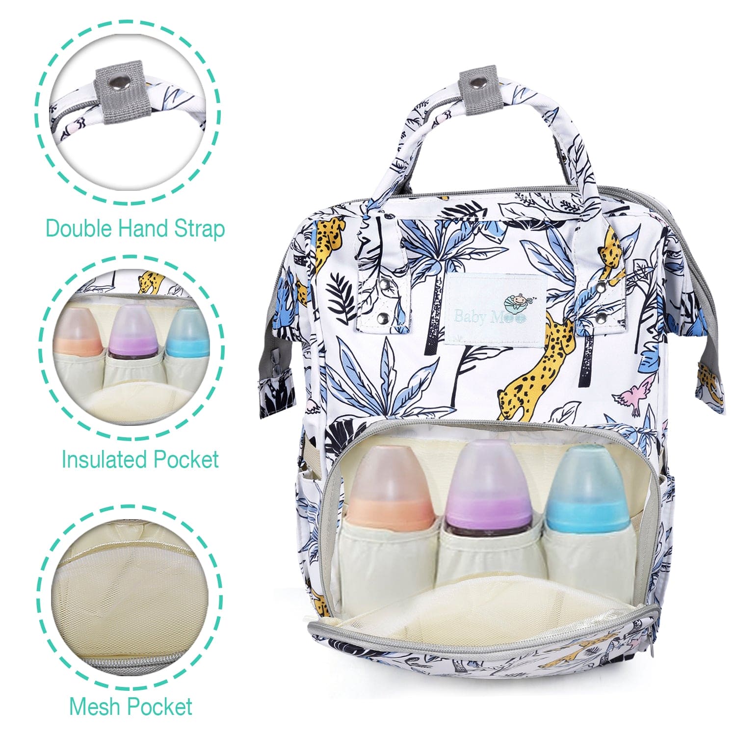 Diaper Bag
Maternity Backpack Cheetah In The Jungle
White - Baby Moo