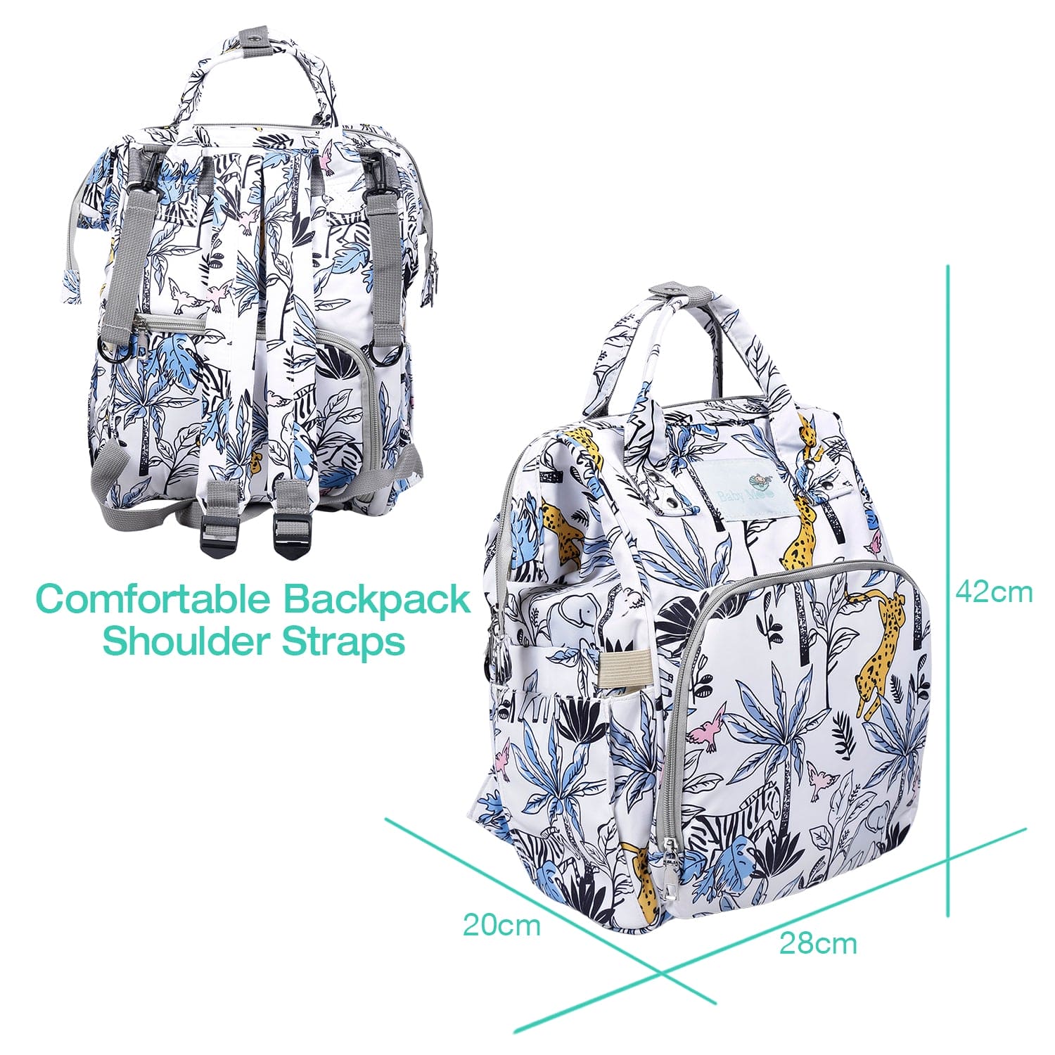 Diaper Bag
Maternity Backpack Cheetah In The Jungle
White - Baby Moo
