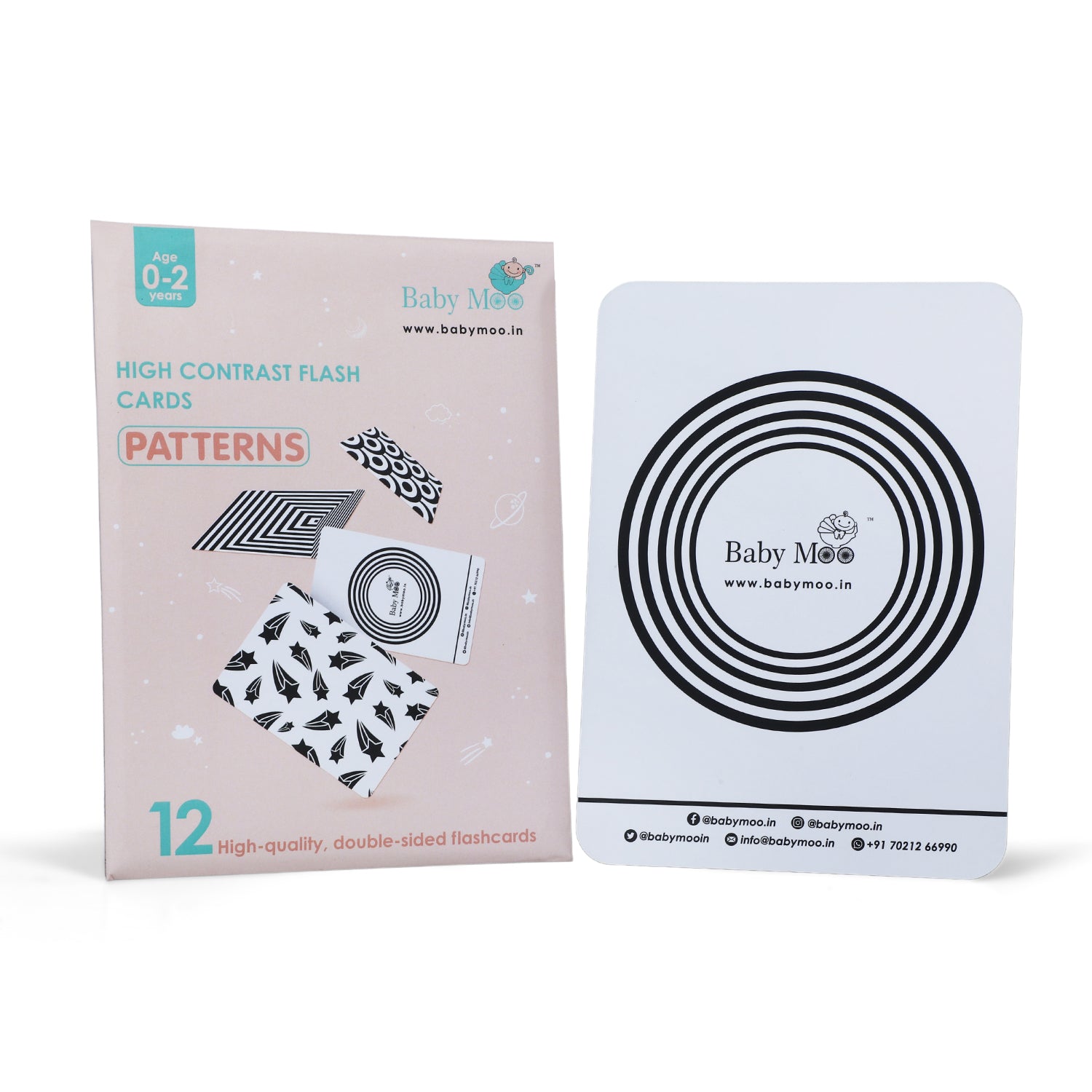 Baby Moo High Contrast Flash Cards Pack of 12 - Patterns - Baby Moo
