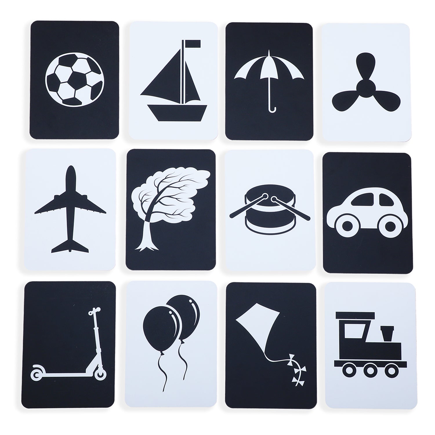 Baby Moo High Contrast Flash Cards Pack of 12 - Objects And Vehicles - Baby Moo
