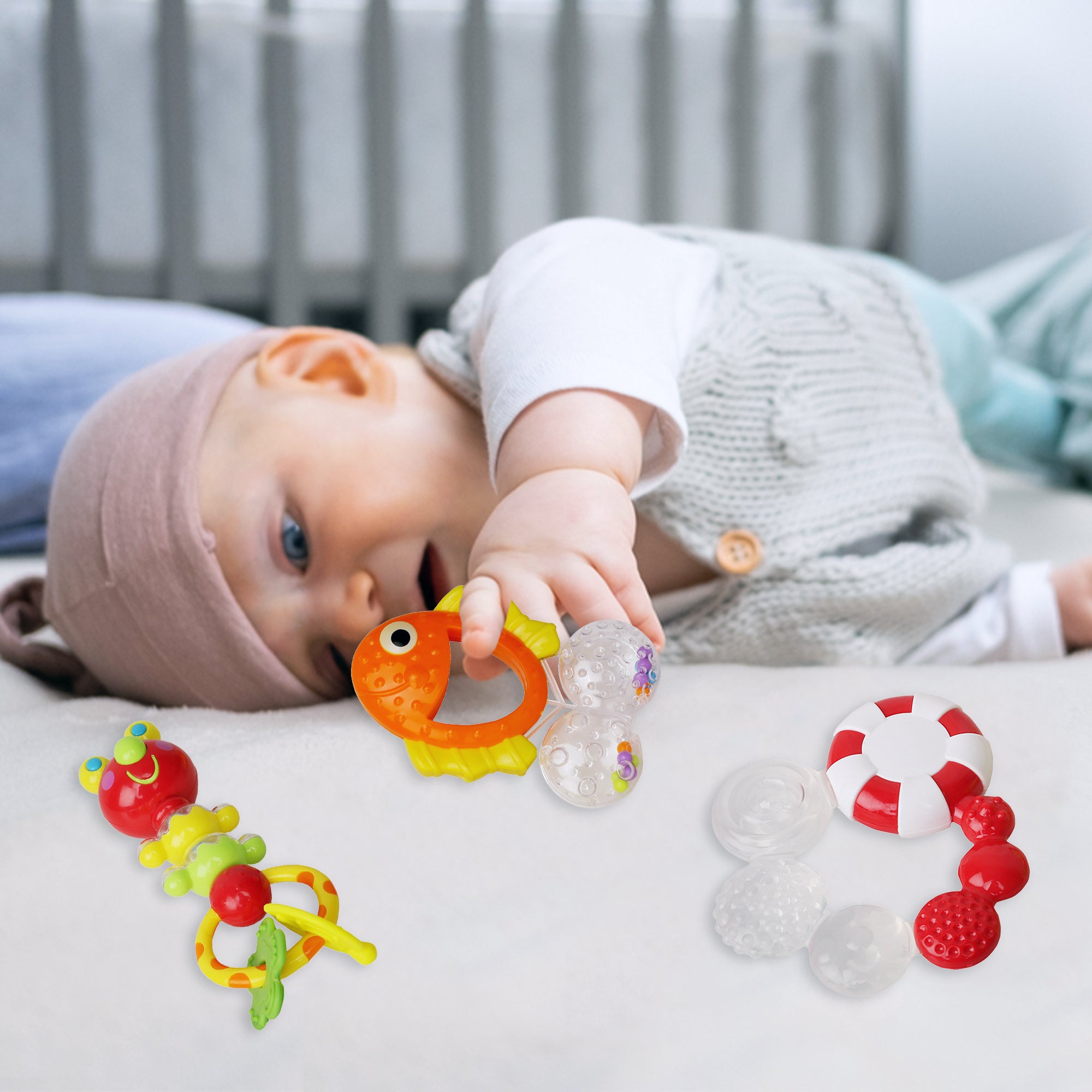Fish Multicolour Set Of 3 Rattle Toy - Baby Moo
