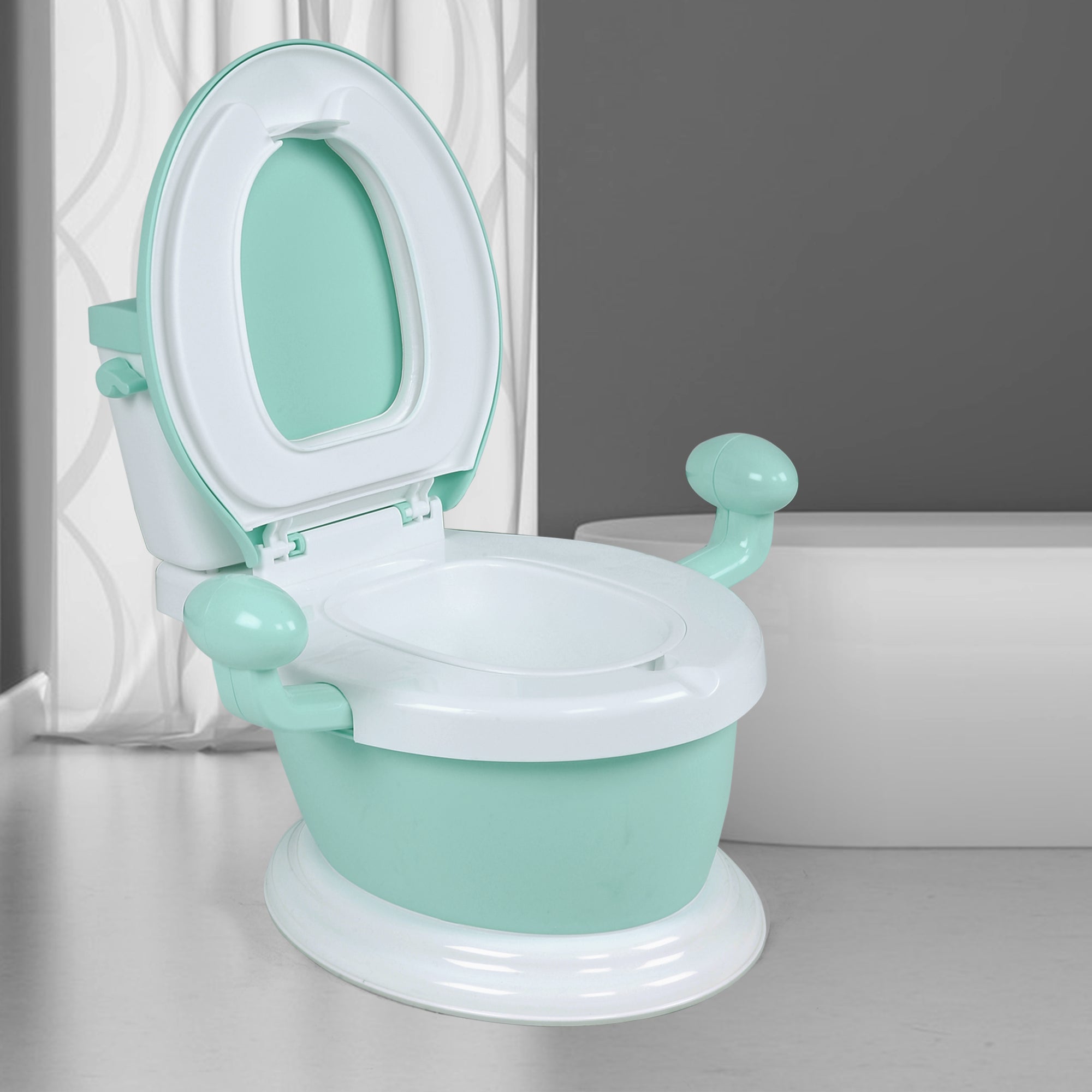 Mint Green Potty Chair with a comfortable seat, handles for support - Baby Moo