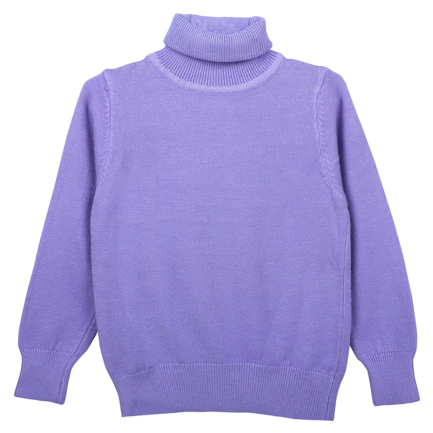 Basic Polo Neck Ribbed Premium Full Sleeves Knitted Kids Sweater - Purple - Baby Moo