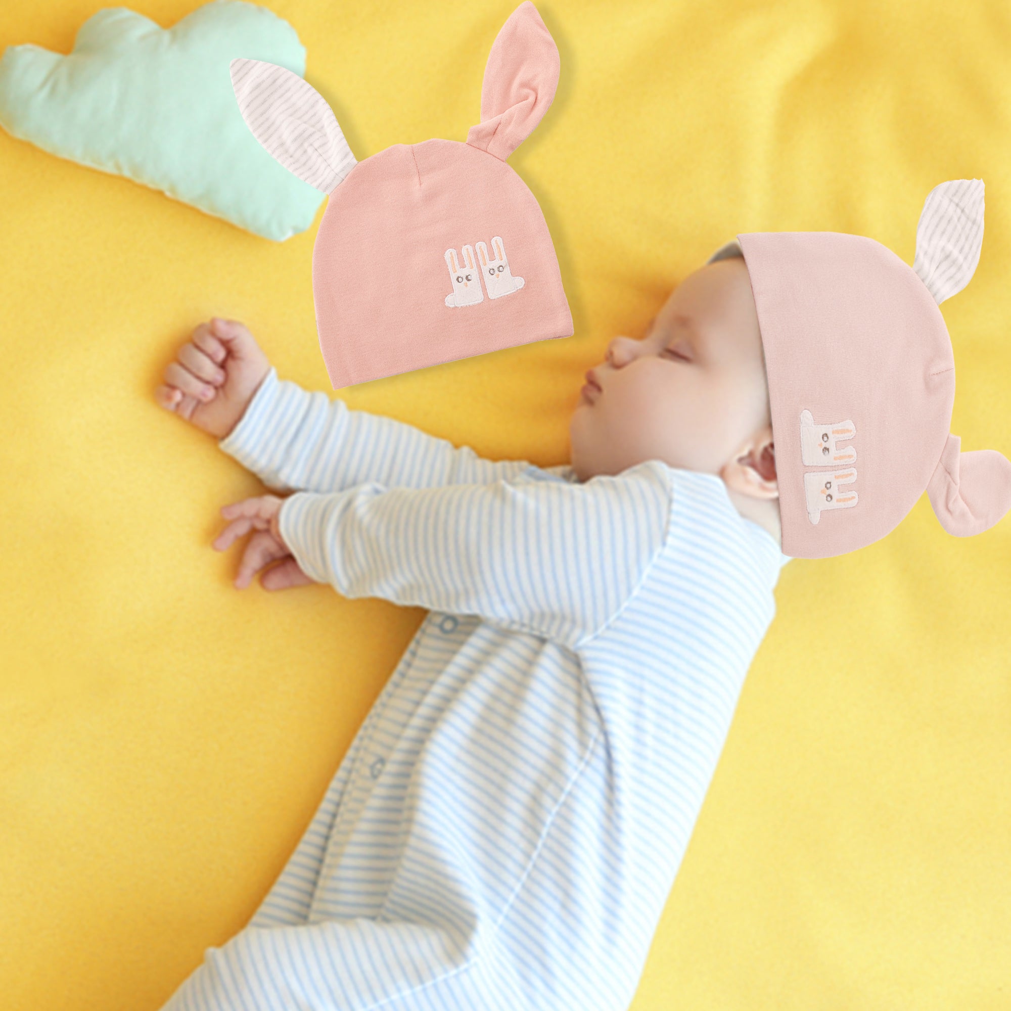 Big Bunny Ears Pink And Peach 2 Pk Cap