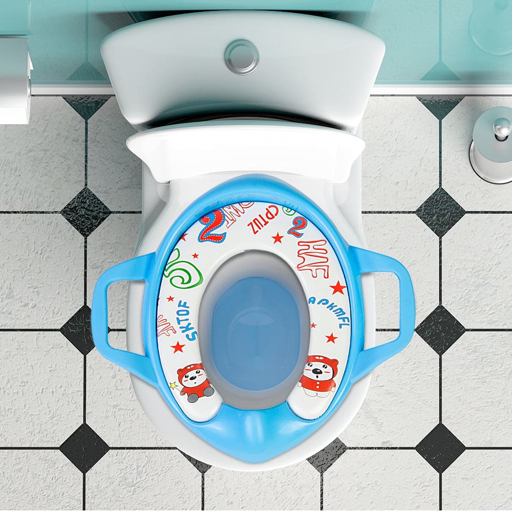 Kitty Blue And White Potty Seat With Handle - Baby Moo