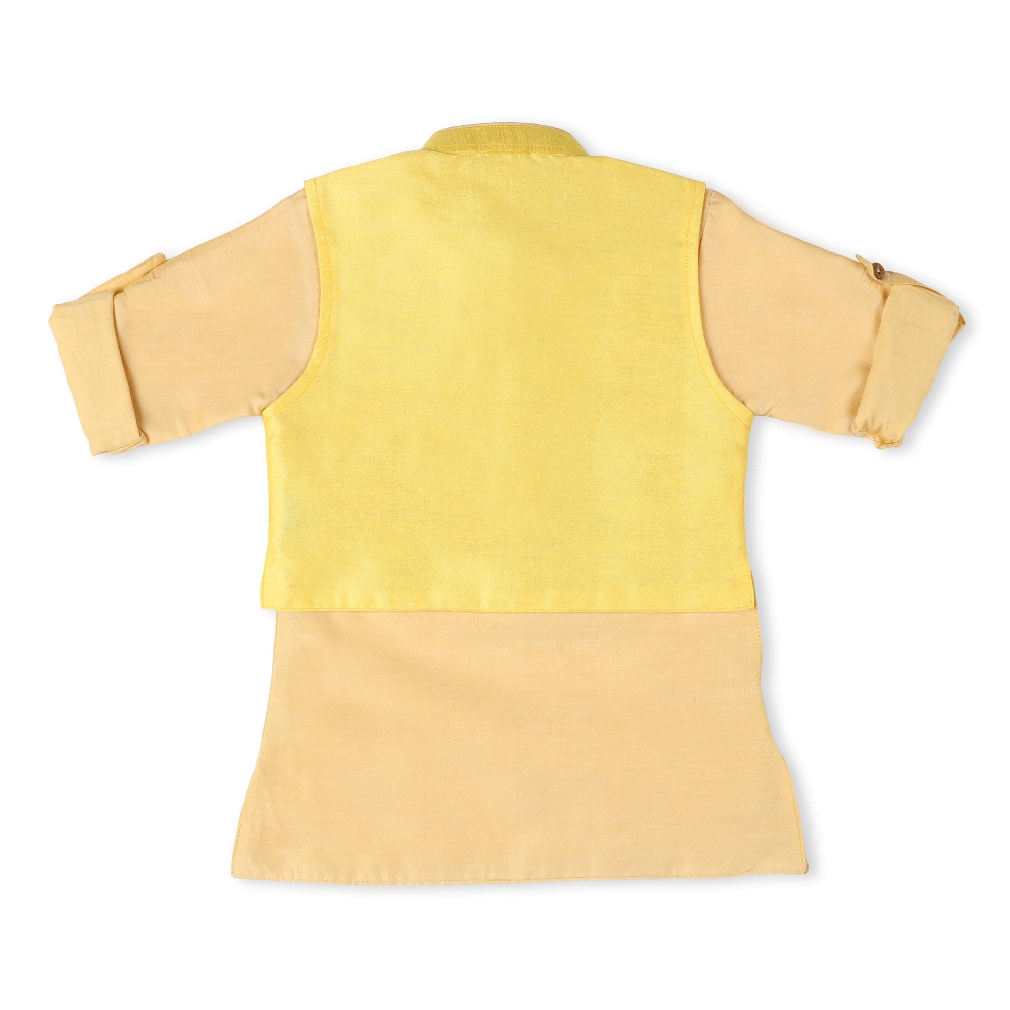 Kicks & Crawl Cream & Yellow Dhoti Kurta Set - Baby Moo