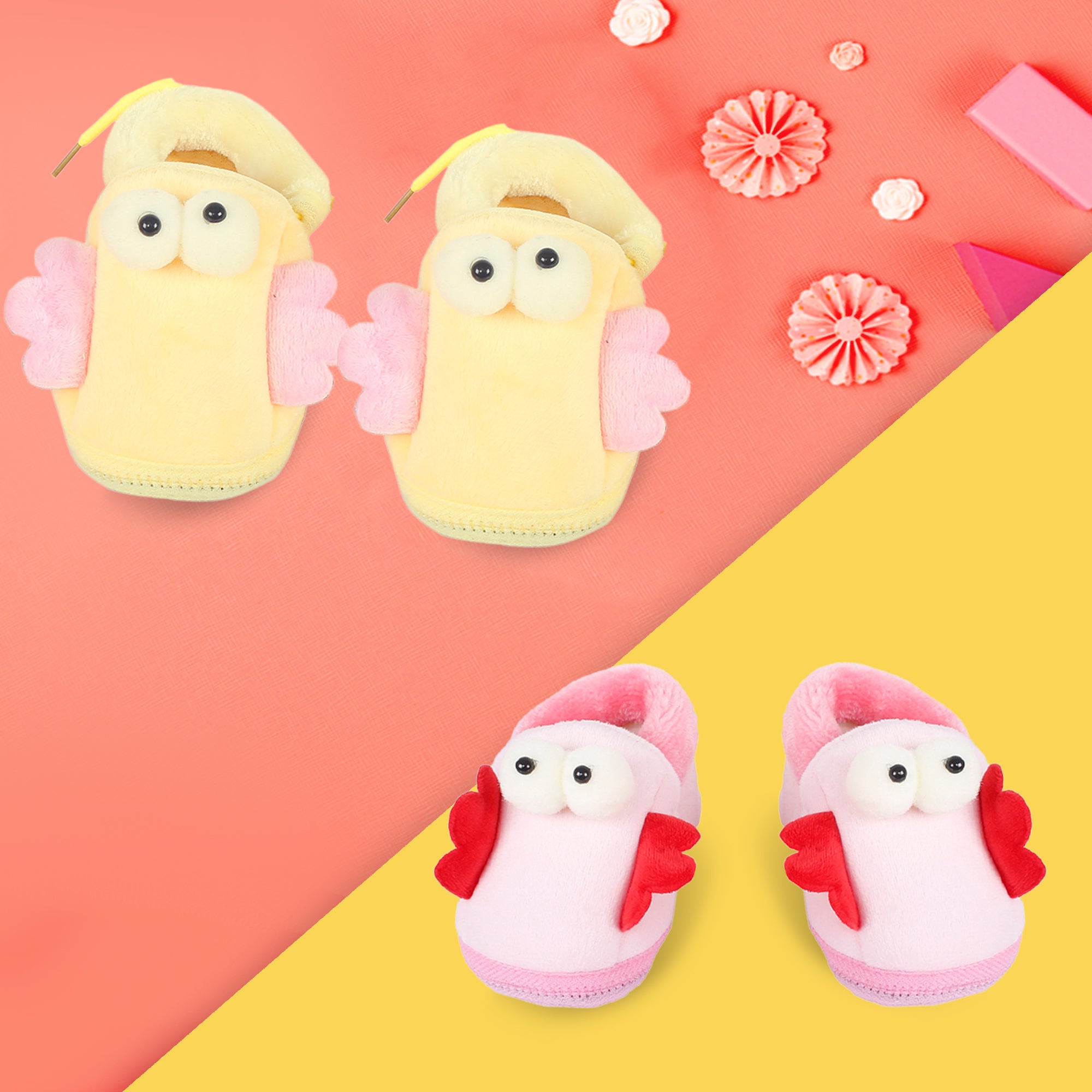 Little Birdies Yellow And Pink 2 Pk Booties - Baby Moo